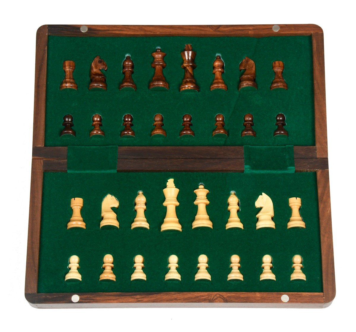 Hamleys 12 inches Wooden Travel Folding Sheesham Magnetic Chess Set for Kids 5Y+, Multicolour