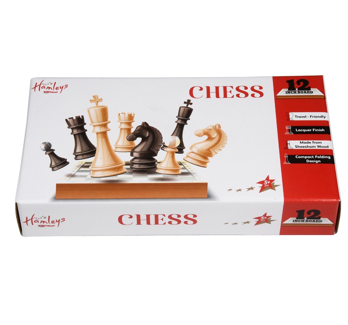 Hamleys 12 inches Wooden Travel Folding Sheesham Magnetic Chess Set for Kids 5Y+, Multicolour