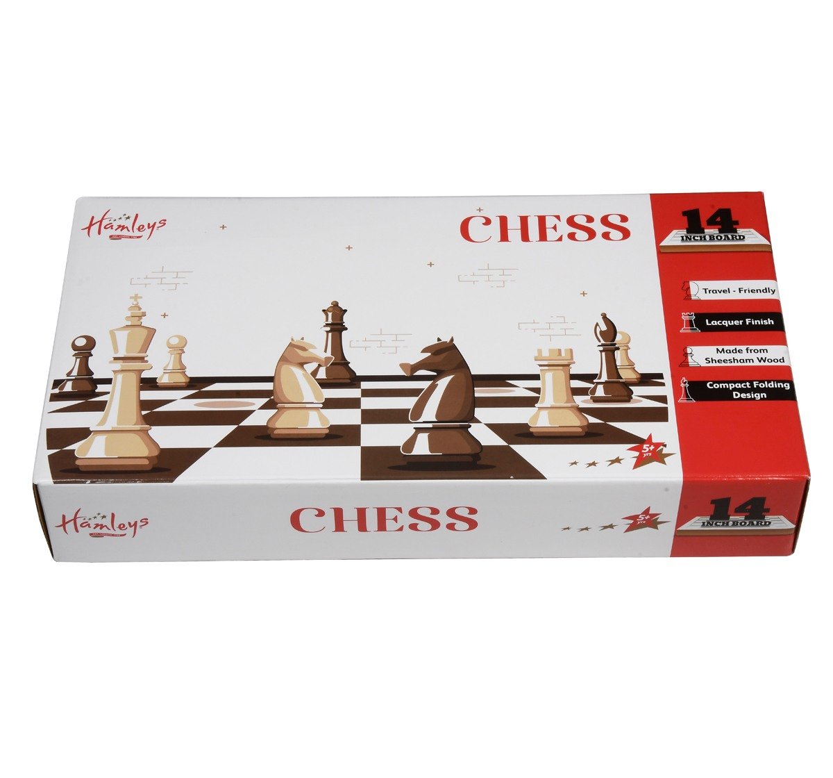 Hamleys 14 inches Wooden Travel Folding Sheesham Magnetic Chess Set for Kids 5Y+, Multicolour