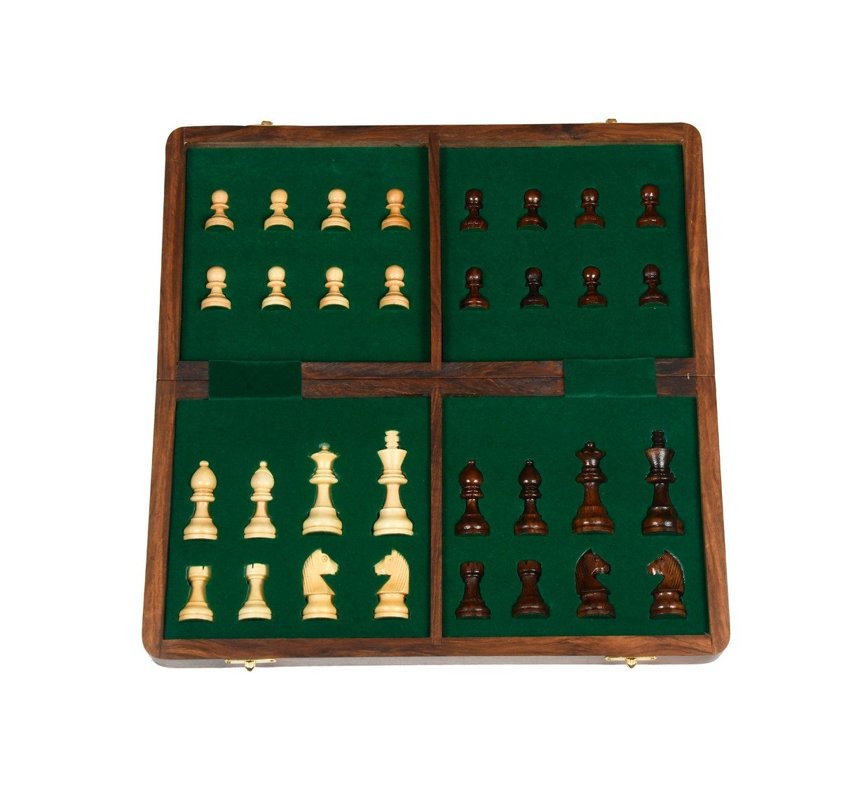 Hamleys 14 inches Wooden Travel Folding Sheesham Magnetic Chess Set for Kids 5Y+, Multicolour