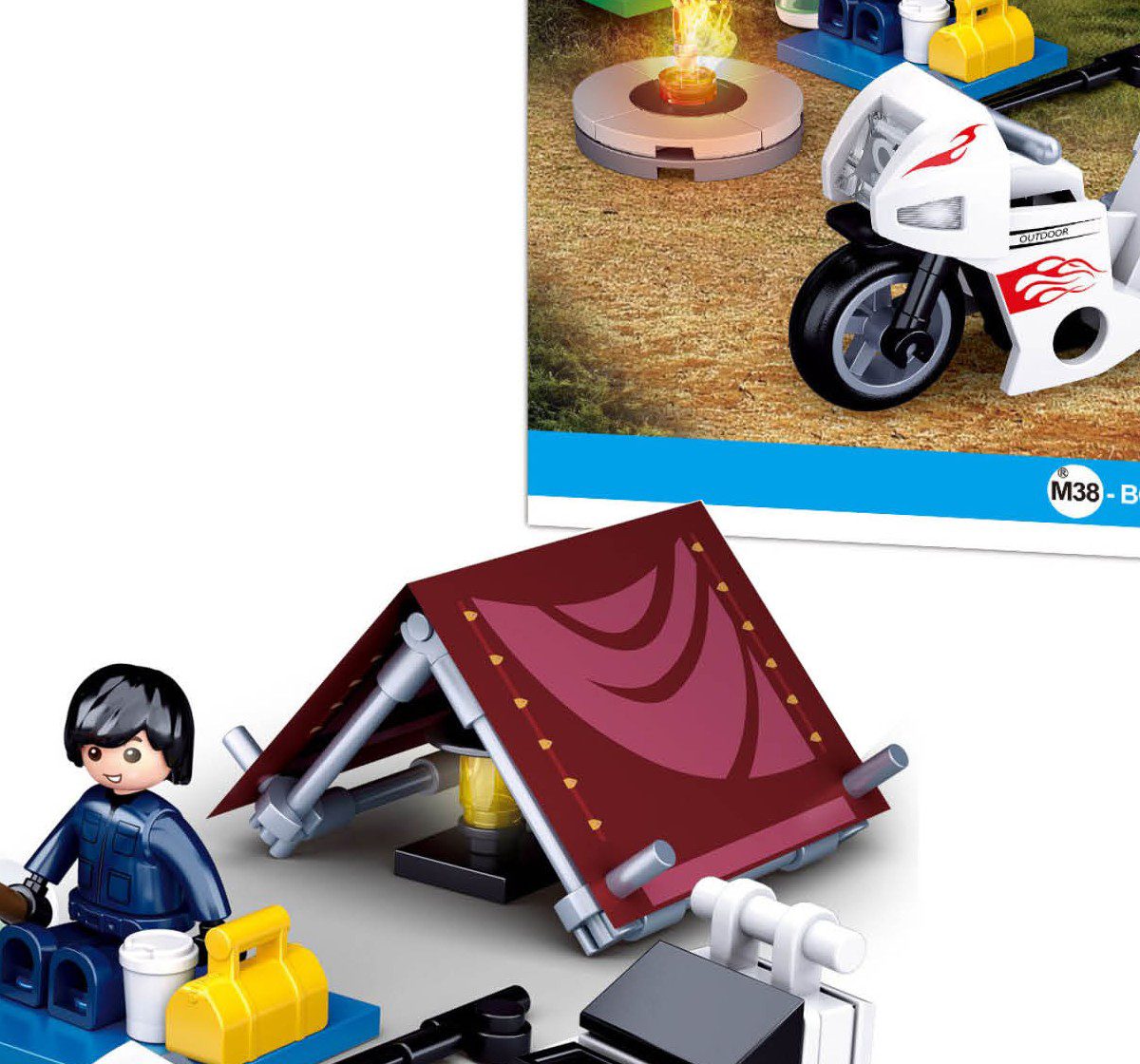 Sluban Motorcycle and Camp Plastic Building Block 77 pieces Multicolor 6Y+
