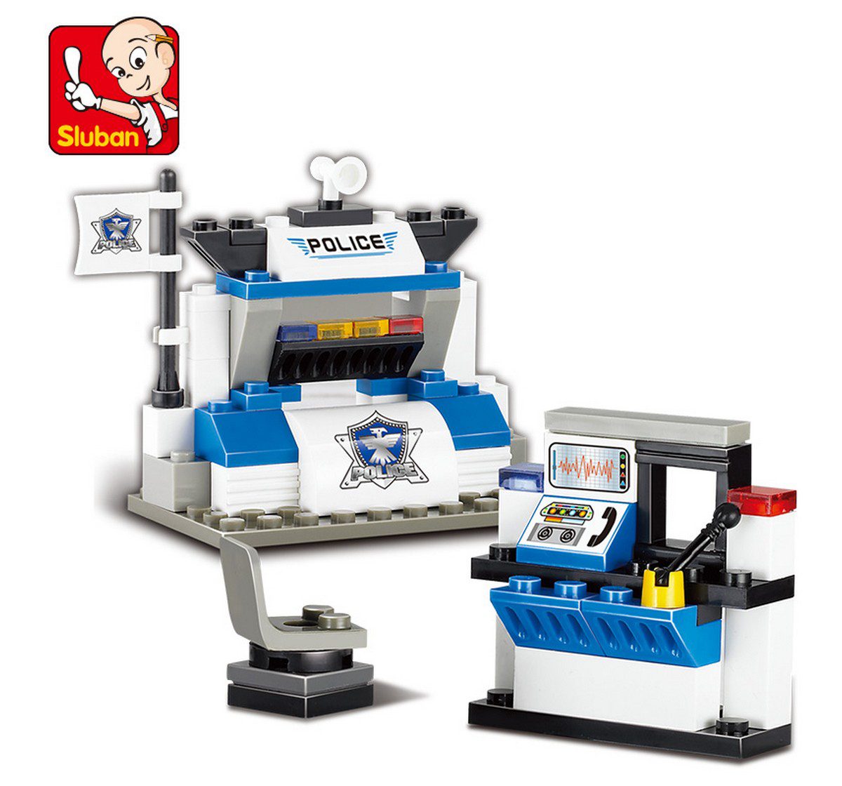 Sluban Building and Construction Blocks City Police Station Plastic Building Block set of 86 pieces Multicolor 6Y+