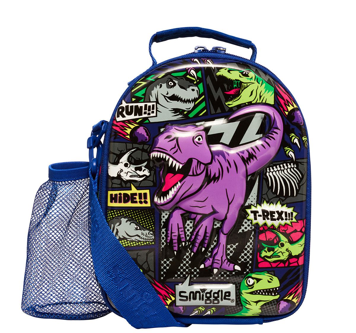 Smiggle Bright Side Hardtop Curve Lunch Box With Strap for kids 3Y+, Blue