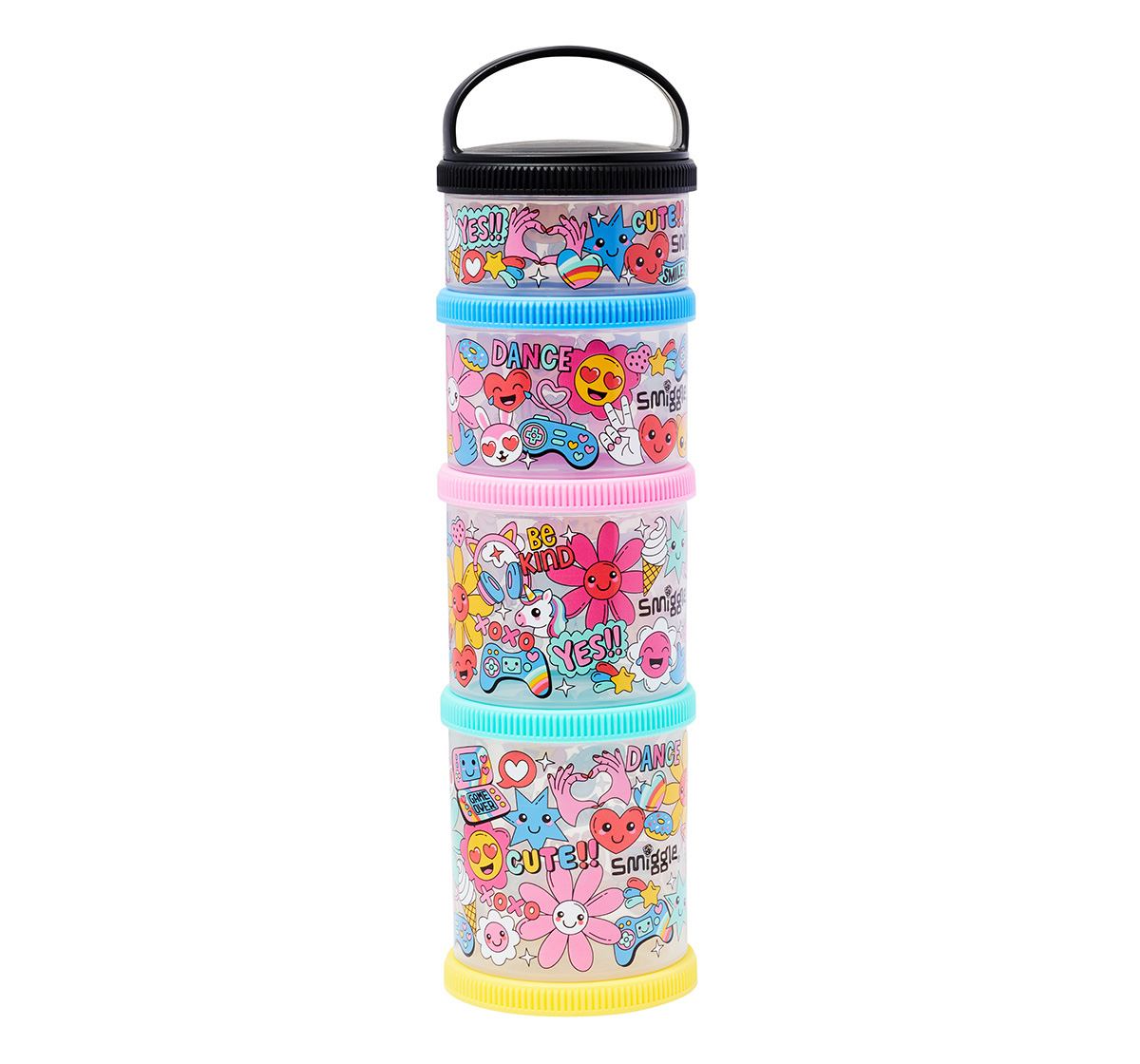 Smiggle Bright Side Large Snack Stack Containers Box for Kids 3Y+, Black