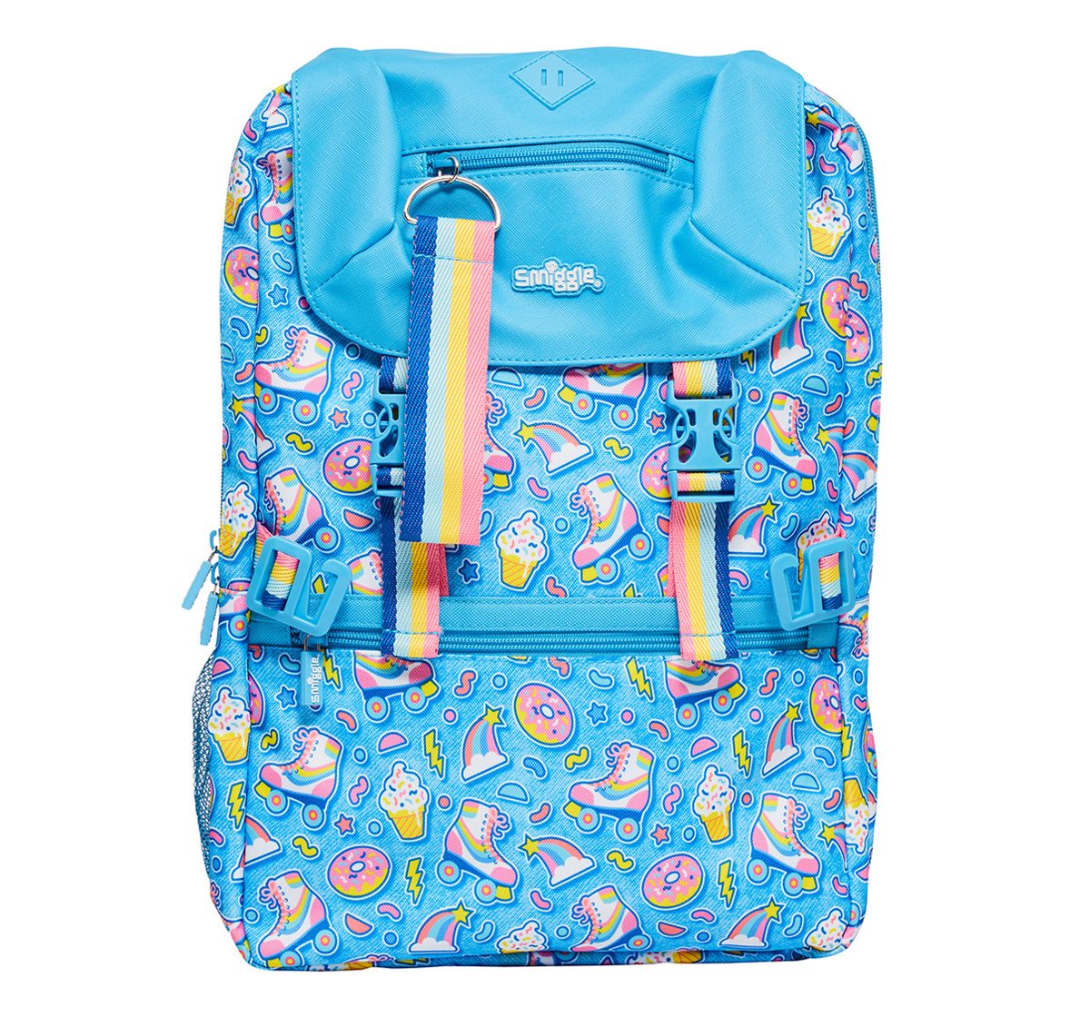 Smiggle Bright Side Foldover Attachable Colourful printed bag for Kids 3Y Multicolour