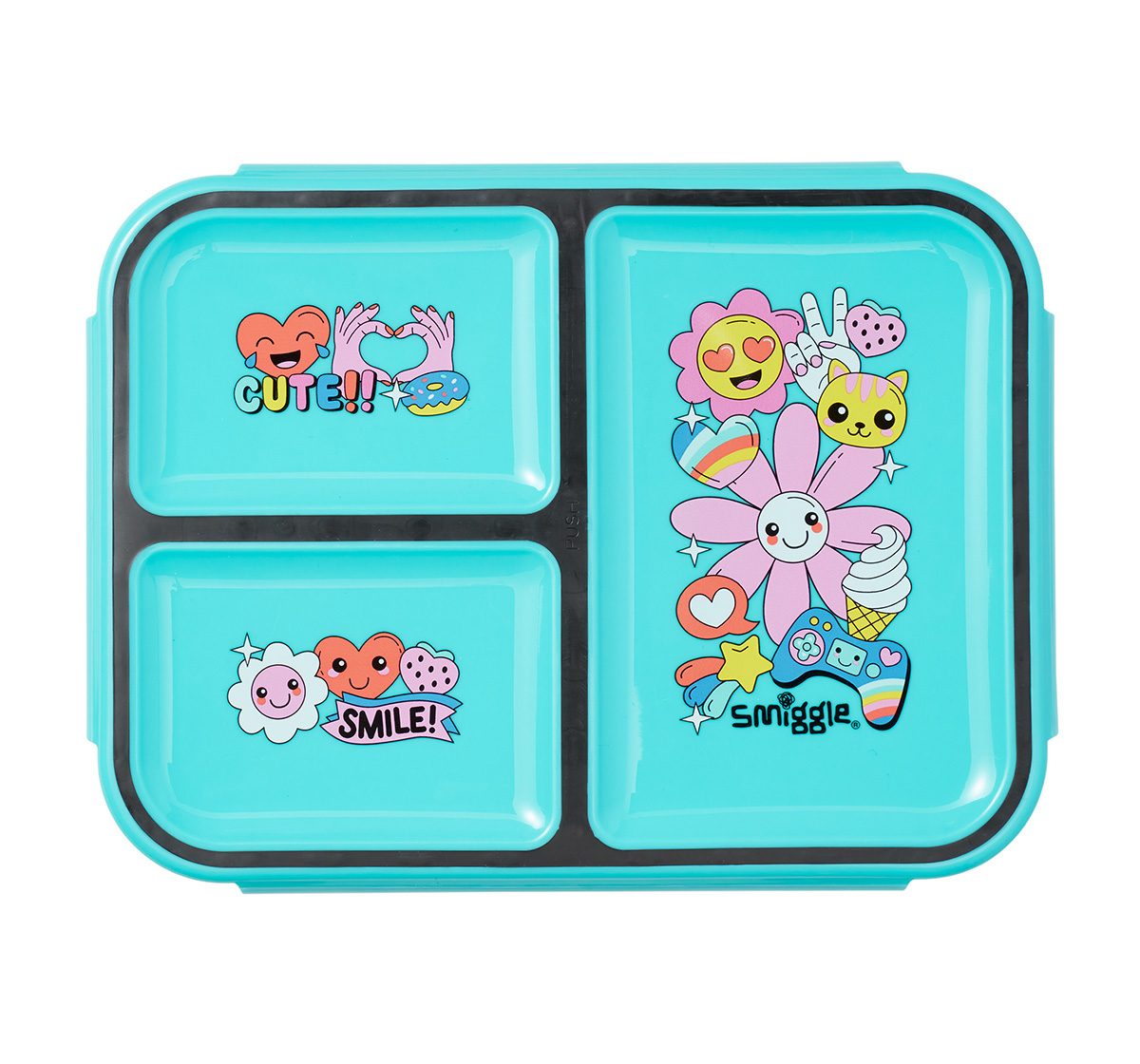 Smiggle Bright Side Trio Boost Lunch Box for Kids 3Y+, Black