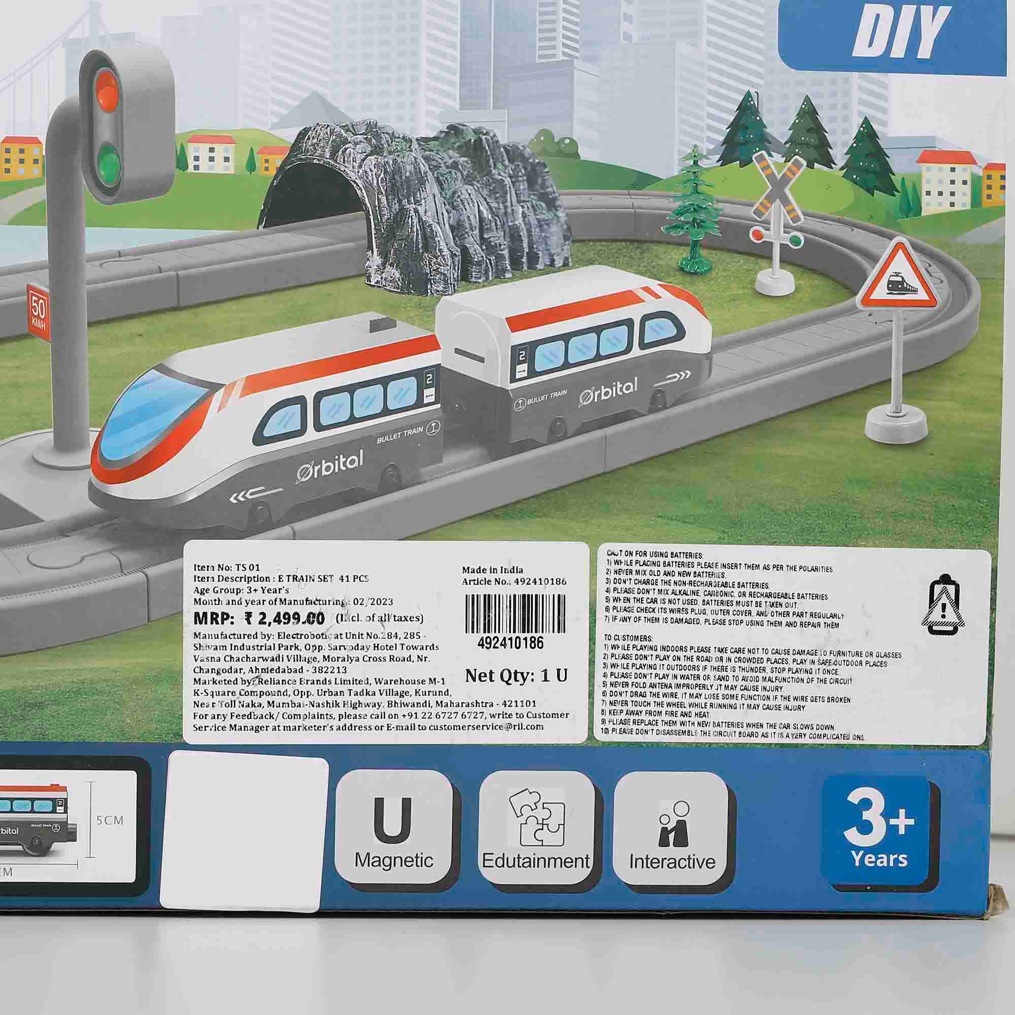 Ralleyz Fast Speed Bullet Train Set for Kids with Self Assemble Track, Battery Operated Model Train Toy for Kids, Kids for 3Yrs+, Multicolour