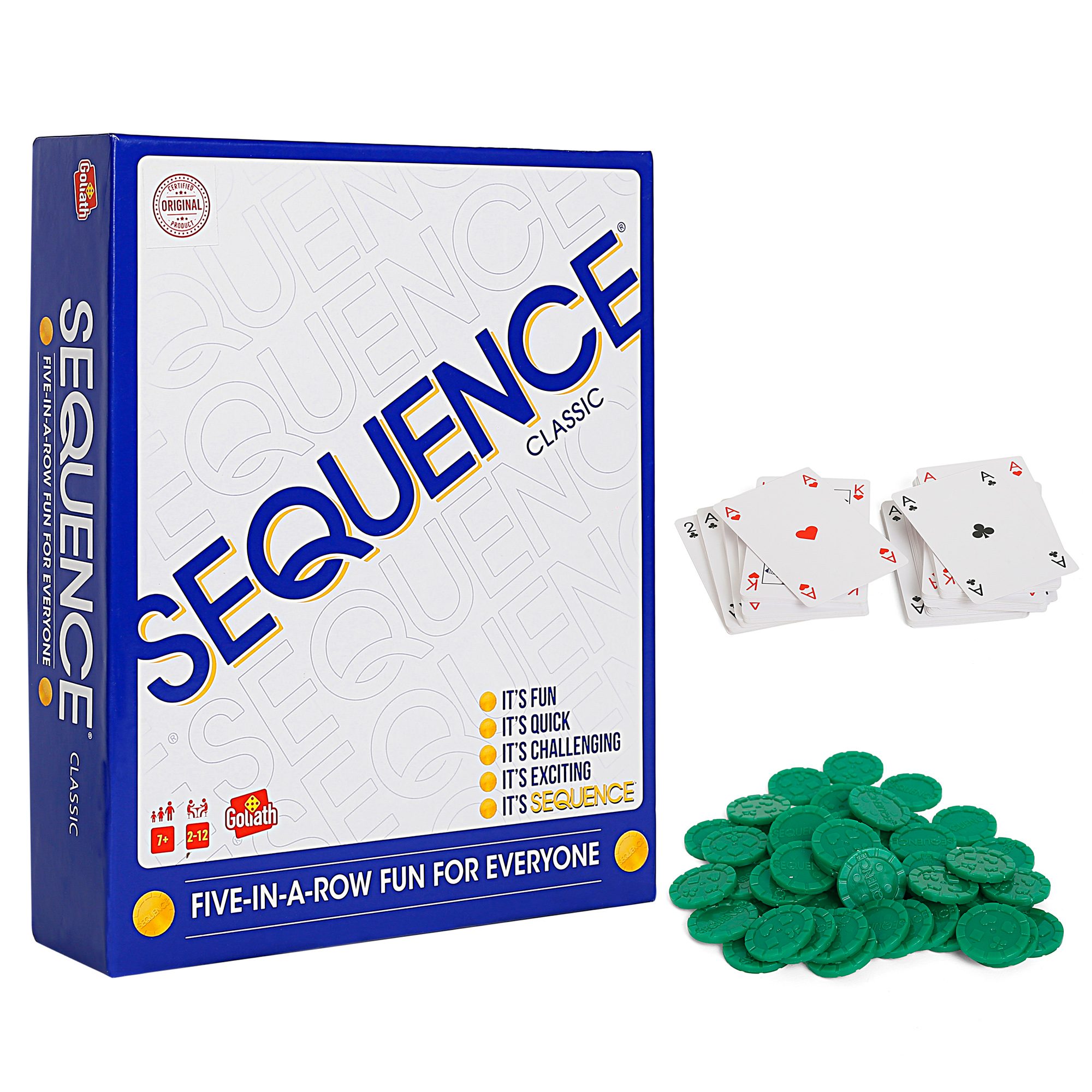 Funskool Classic Sequence, 5 In A Row Fun for Everyone, 2-12 Players, 7Y+