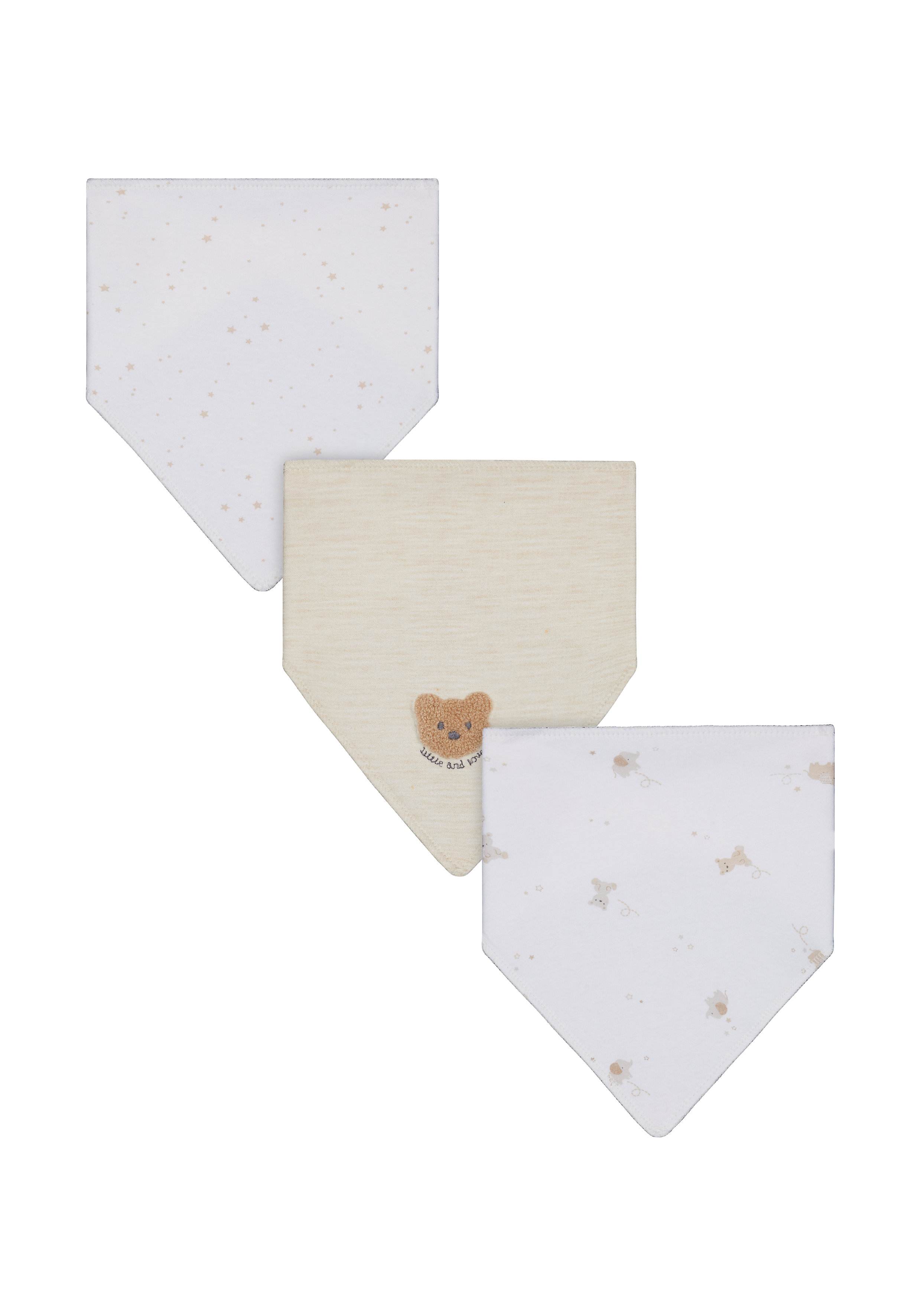 MOTHERCARE UNISEX 3PK LITTLE/LOVED DRIBBLER CREAM