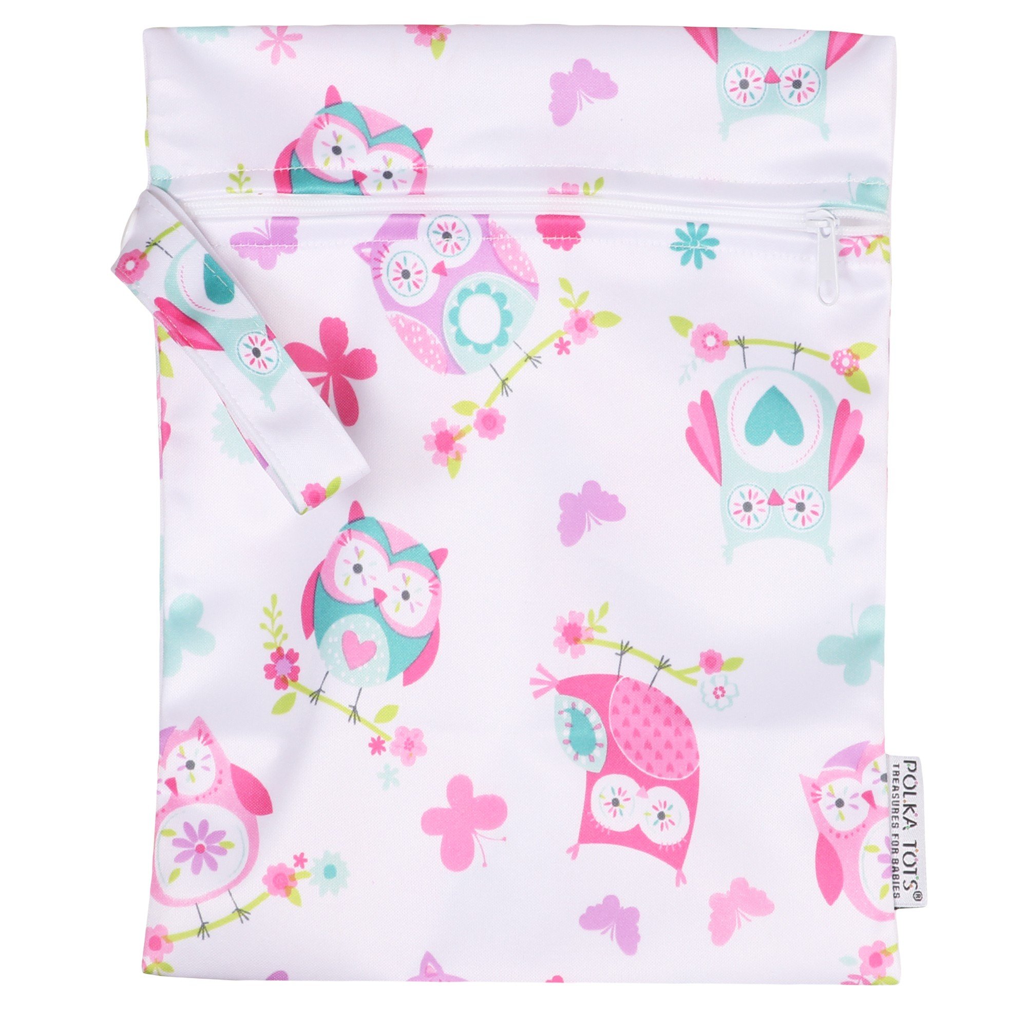 Polka Tots Waterproof Wet Bag Pouch with Zipper (Owl)