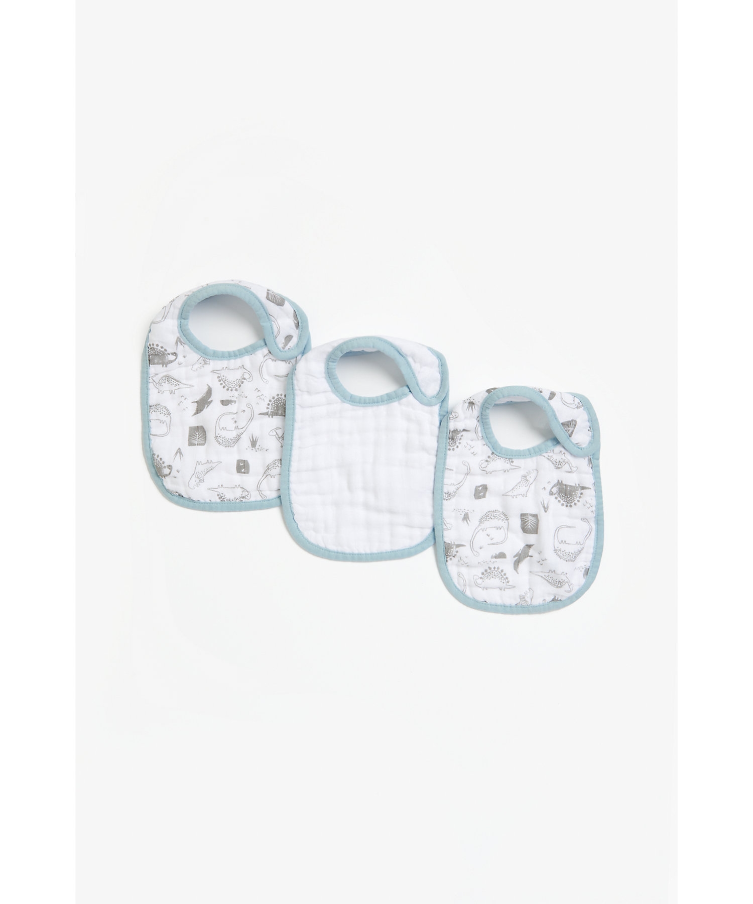Mothercare | Mothercare Dino Muslin Bibs Blue Pack of 3 0
