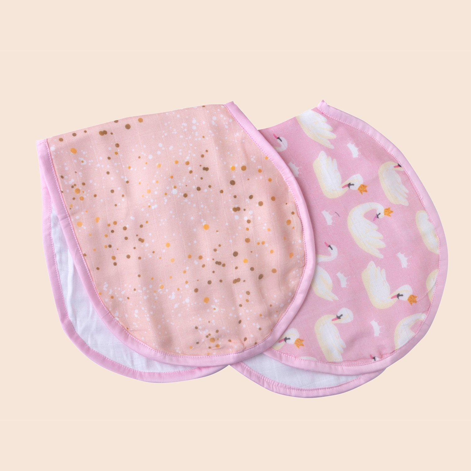 Fisher-Price | Fancy Fluff Pack of 2 Bamboo Muslin Burp Cloths - Heart Of Gold 3
