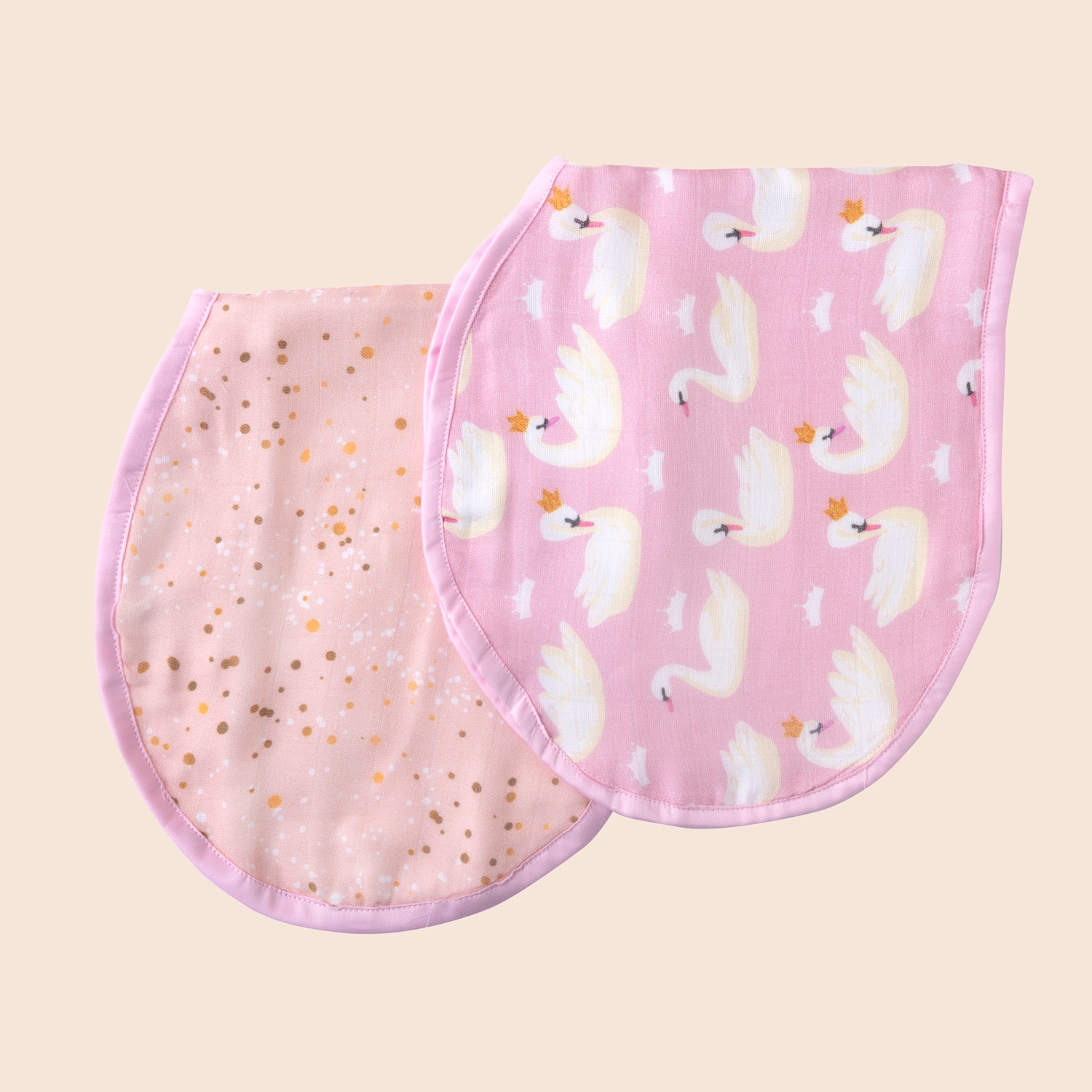 Fisher-Price | Fancy Fluff Pack of 2 Bamboo Muslin Burp Cloths - Heart Of Gold 1