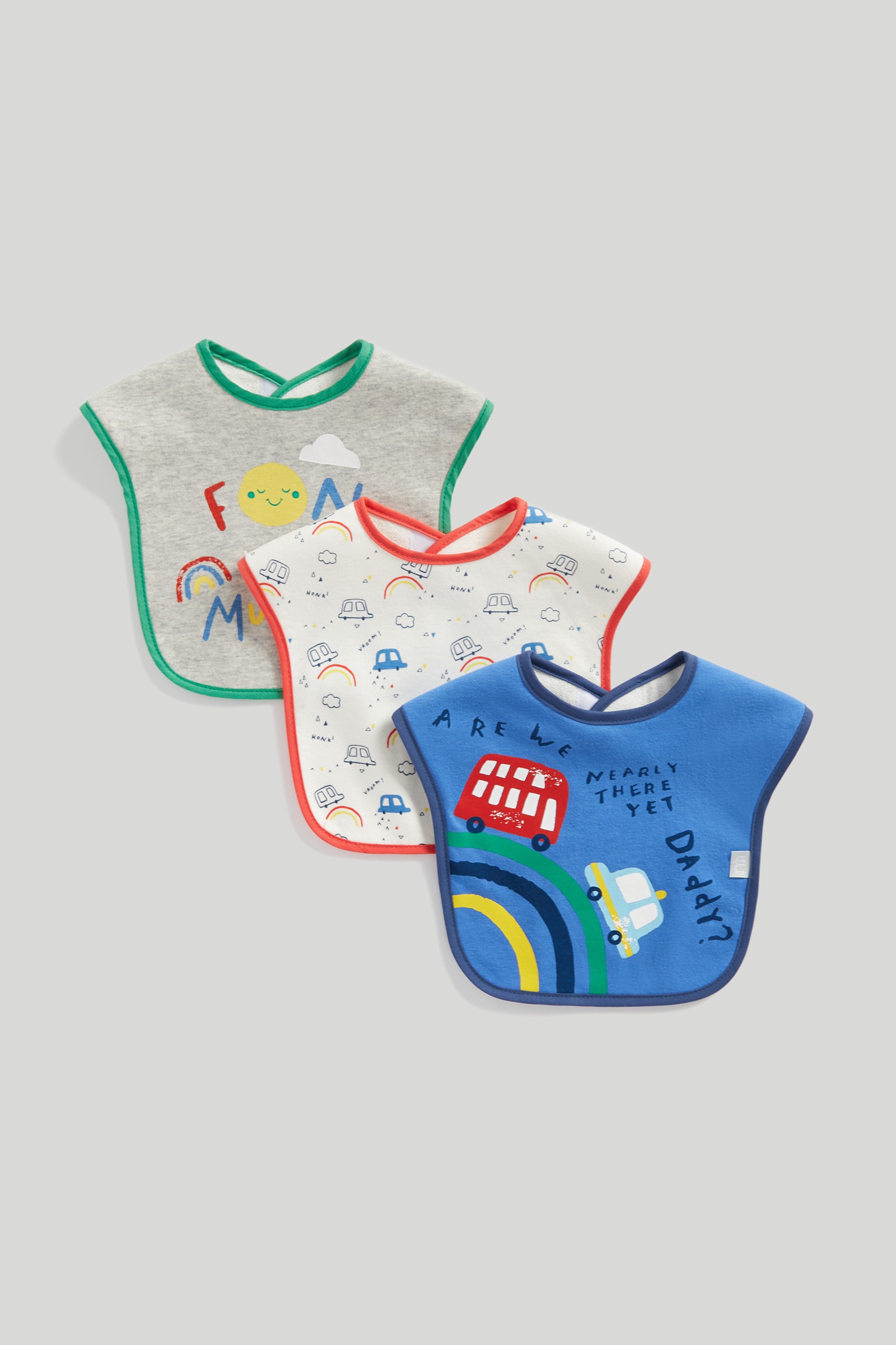 Mothercare Transport Toddler Bibs - Pack of 3 - Multicolor