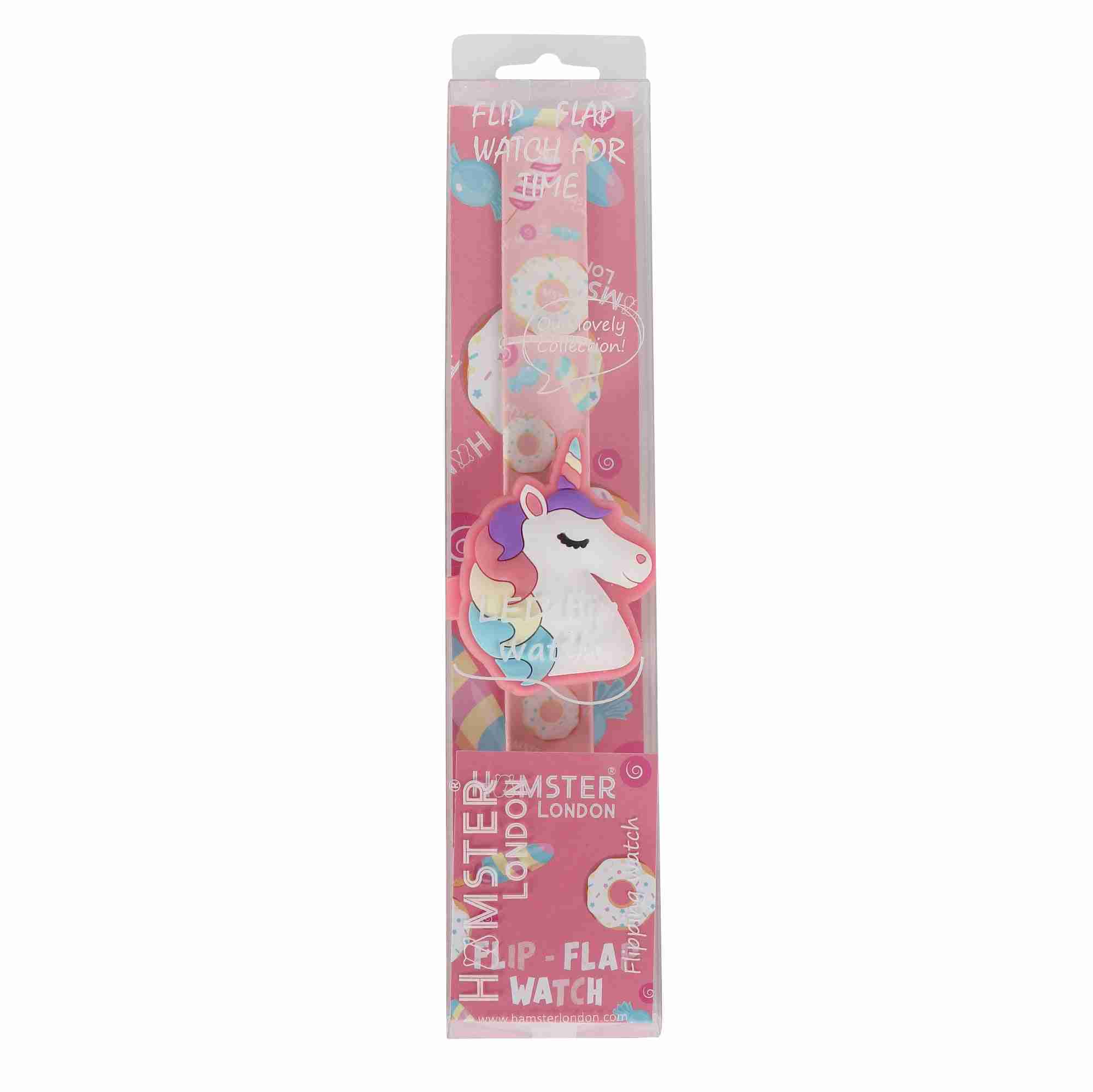 Hamster London Flip Flap Digital Watch Unicorn For Kids, Pink, 3Y+