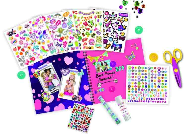 Create Your Own Scrapbook/BFF Diary by Mirada, Includes 440 Pcs & Glow In The Dark Stickers, Multicolour, 3 Years+