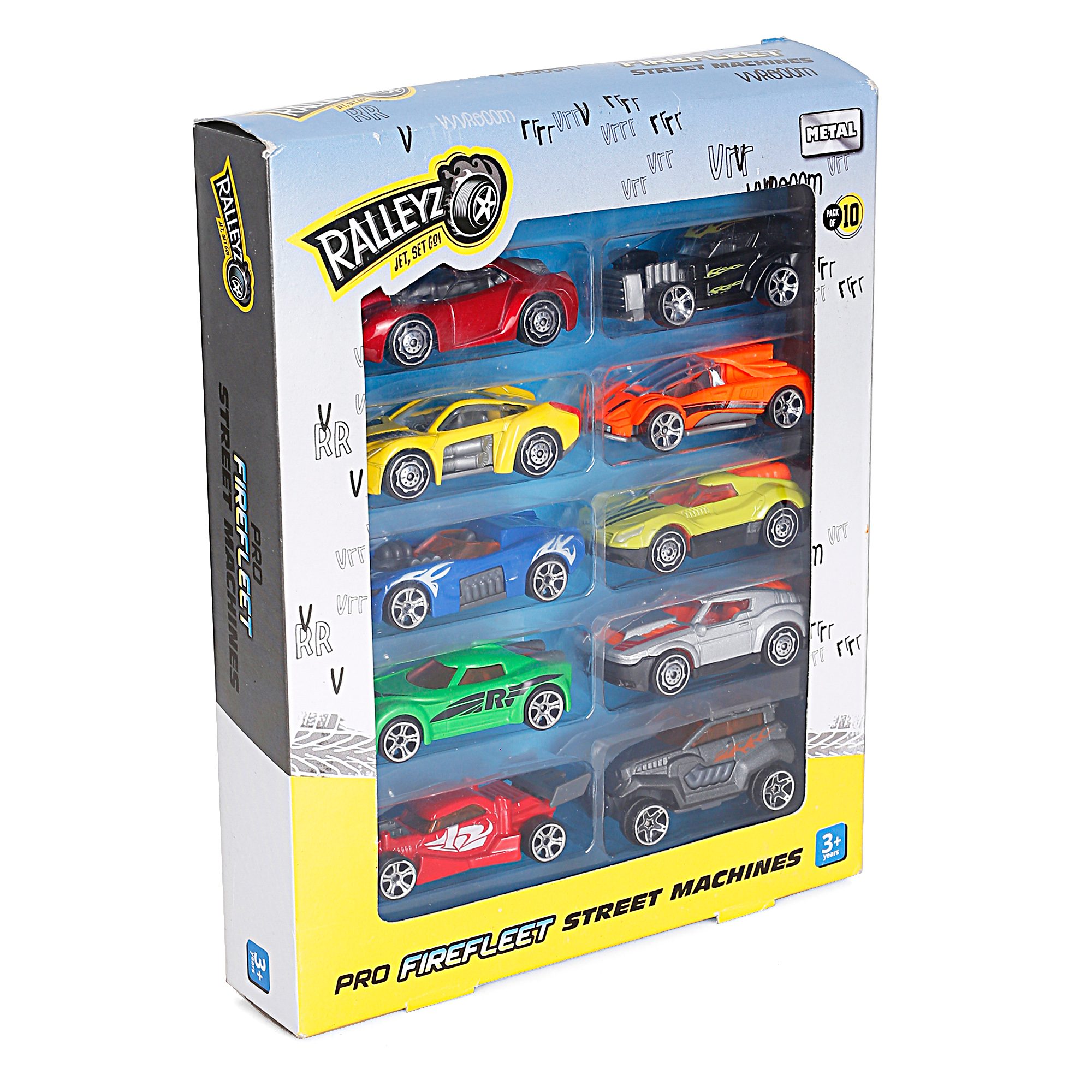 Ralleyz Pro Firefleet Street Machines Die Cast Toy Cars for Kids, Pack of 10, 3Y+