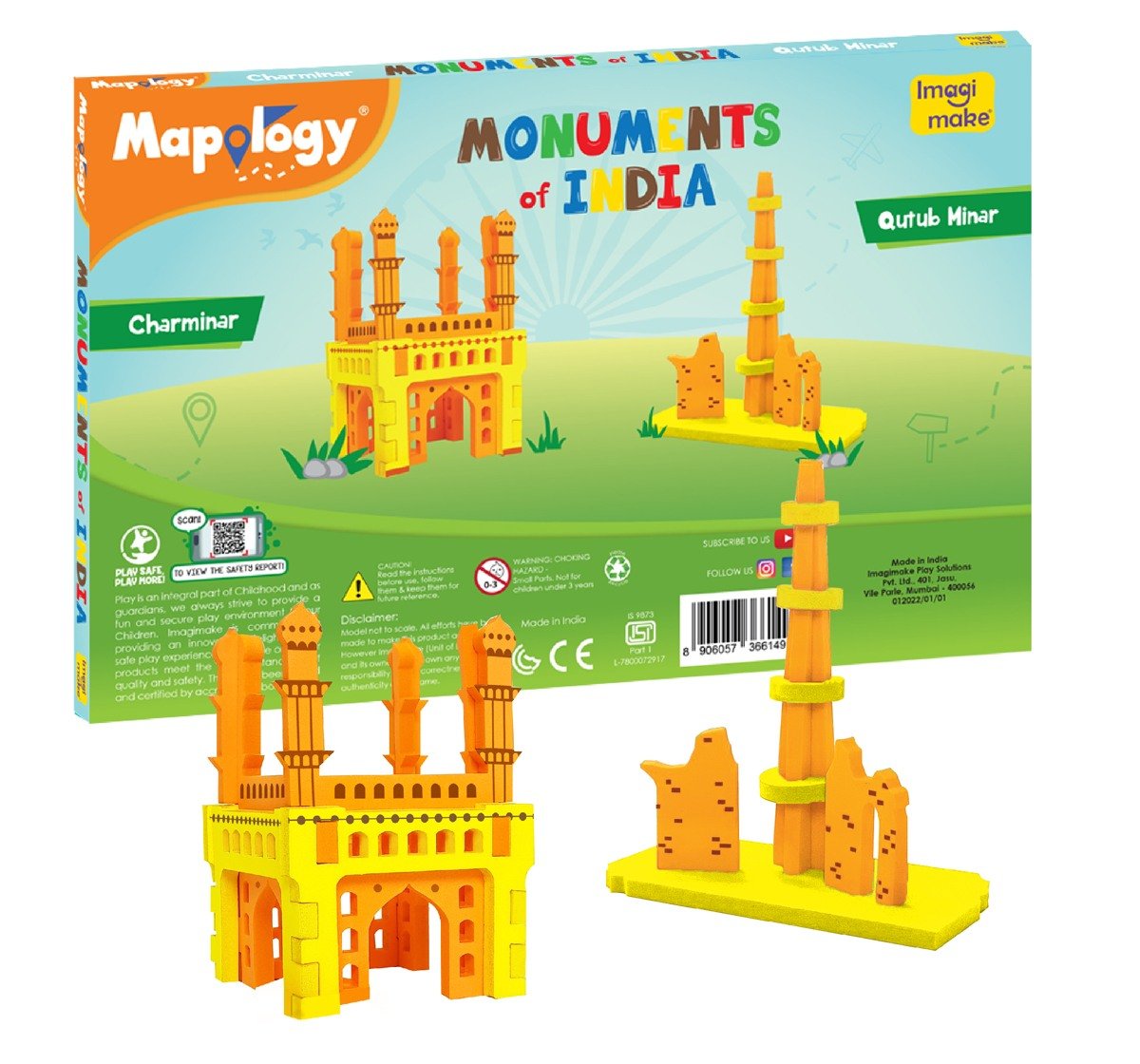 Mapology Charminar And Qutab Minar Puzzles For Kids Multicolour 5Y+