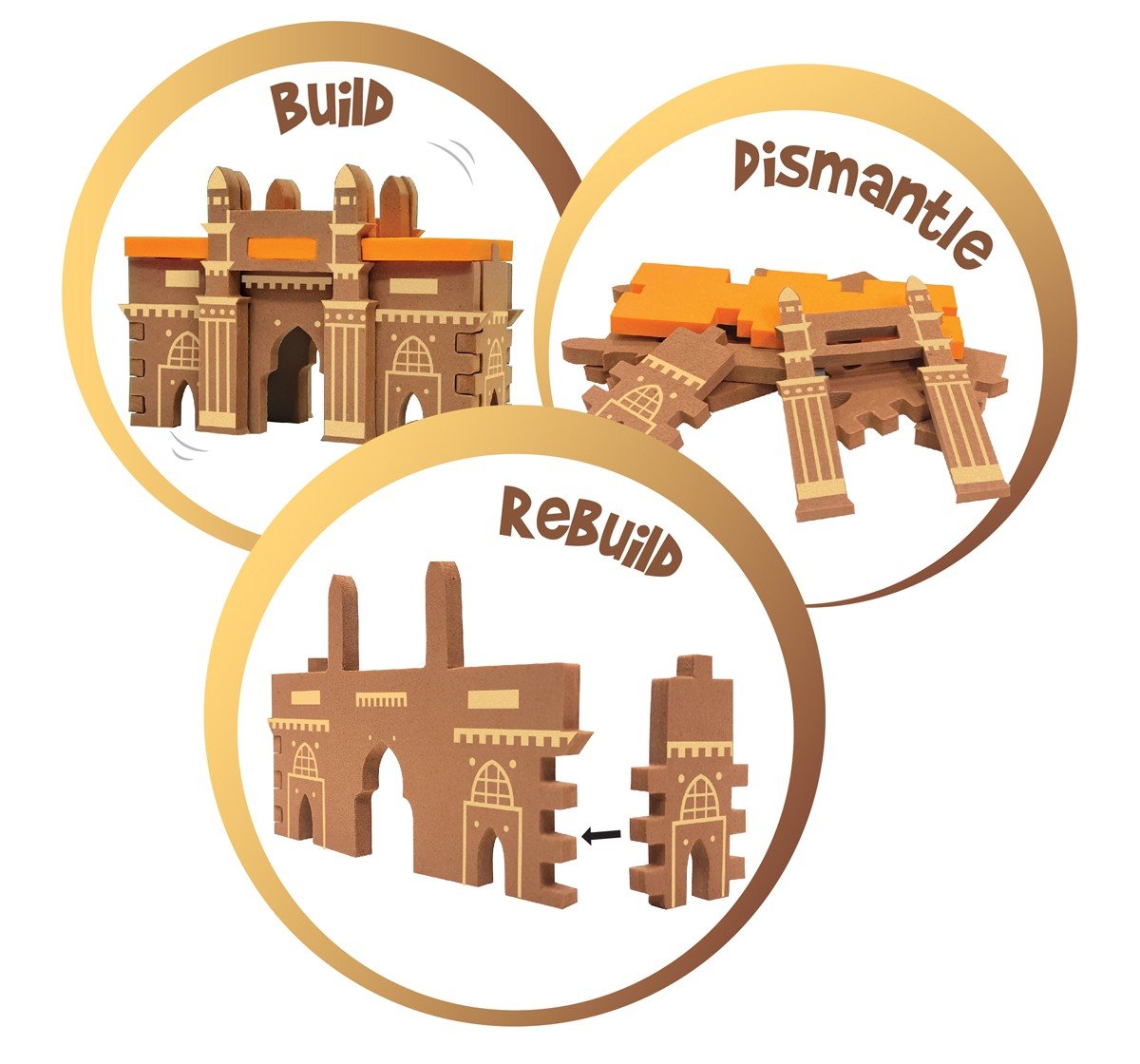Mapology Sanchi Stupa And India Gate Puzzles For Kids Multicolour 5Y+