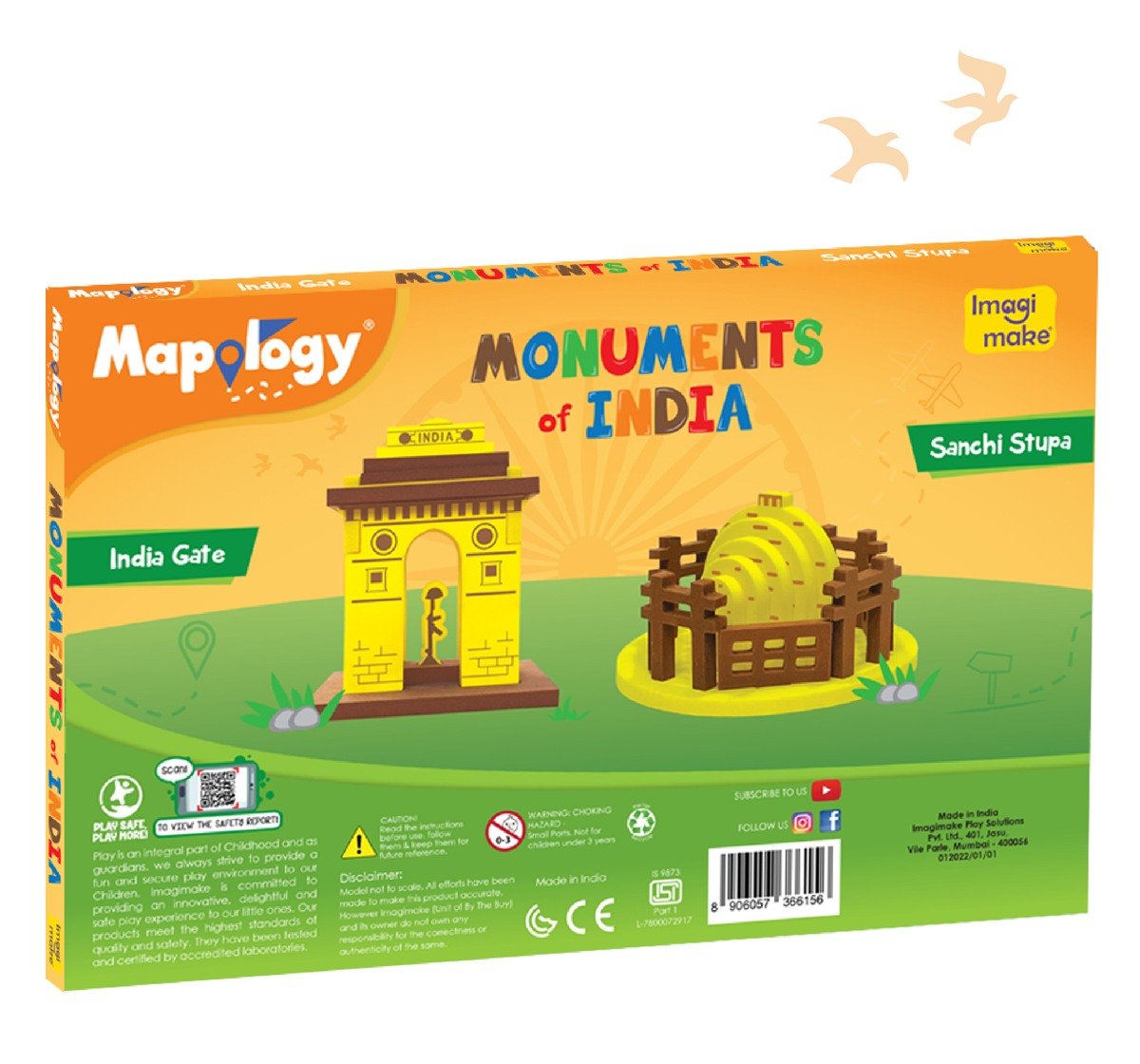 Mapology Sanchi Stupa And India Gate Puzzles For Kids Multicolour 5Y+