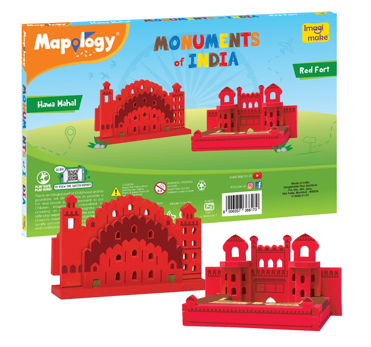 Mapology Red Fort And Hawa Mahal Puzzles For Kids Multicolour 5Y+