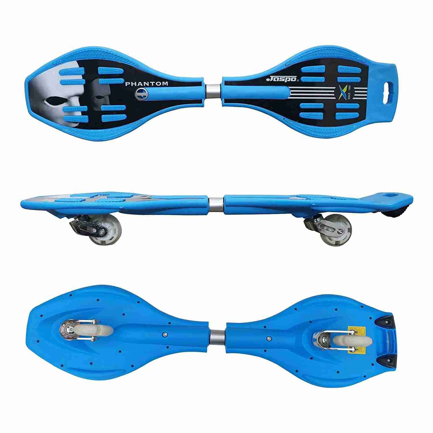 Jaspo 34 Inch X 9 Inch Waveboard Casterboard Balancing Board Heavy Duty Cruiser Skateboard With 80Mm Illuminating Pu Wheels Blue 6Y+