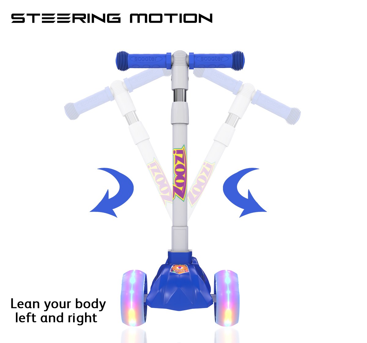 Zoozi 3 Wheel Electric Led Scooter, Assorted3Y+