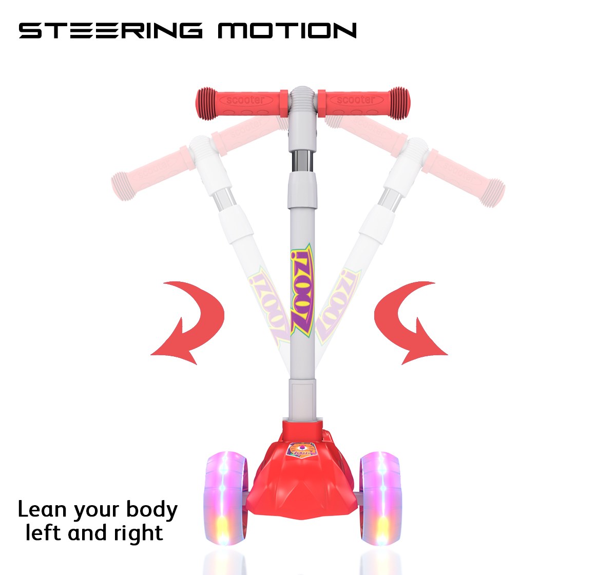 Zoozi 3 Wheel Electric Led Scooter, Assorted3Y+