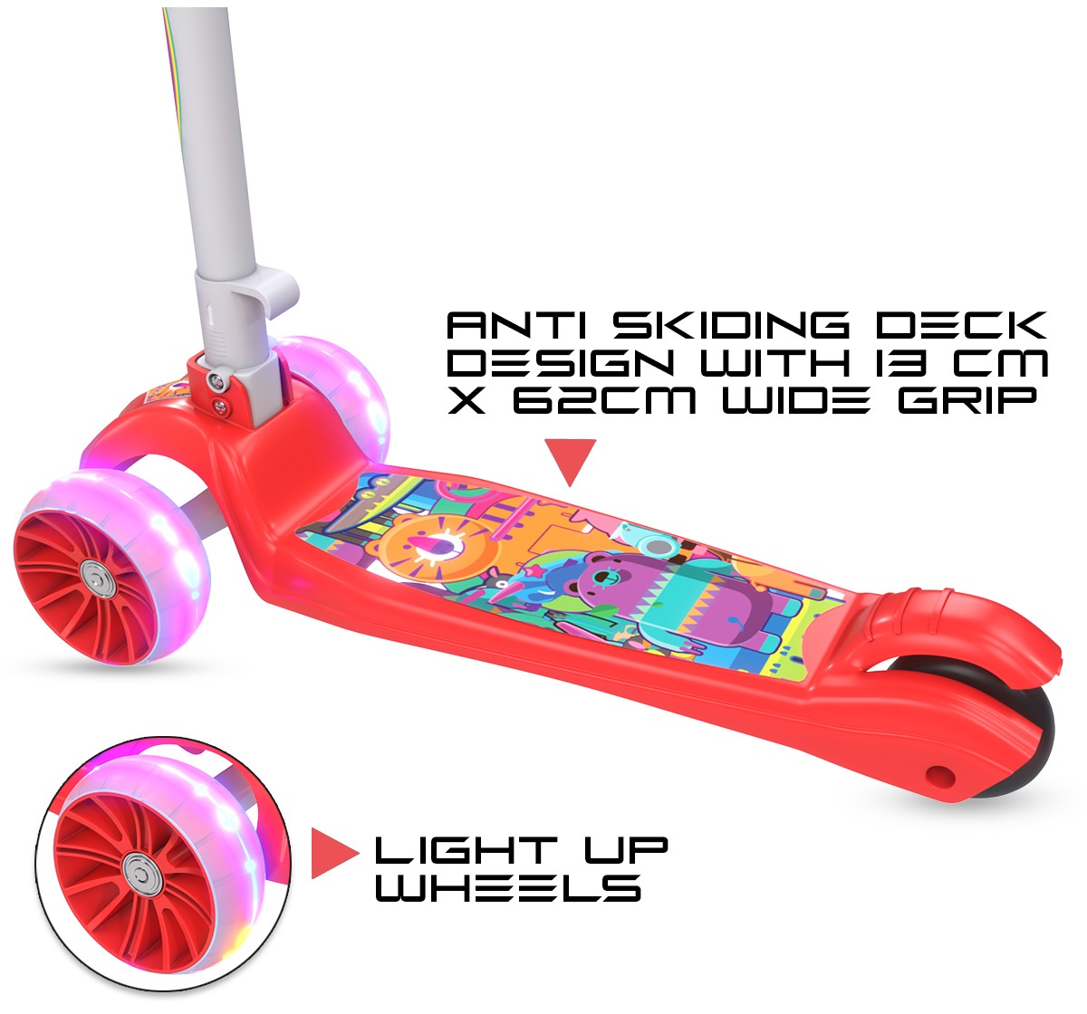 Zoozi 3 Wheel Electric Led Scooter, Assorted3Y+
