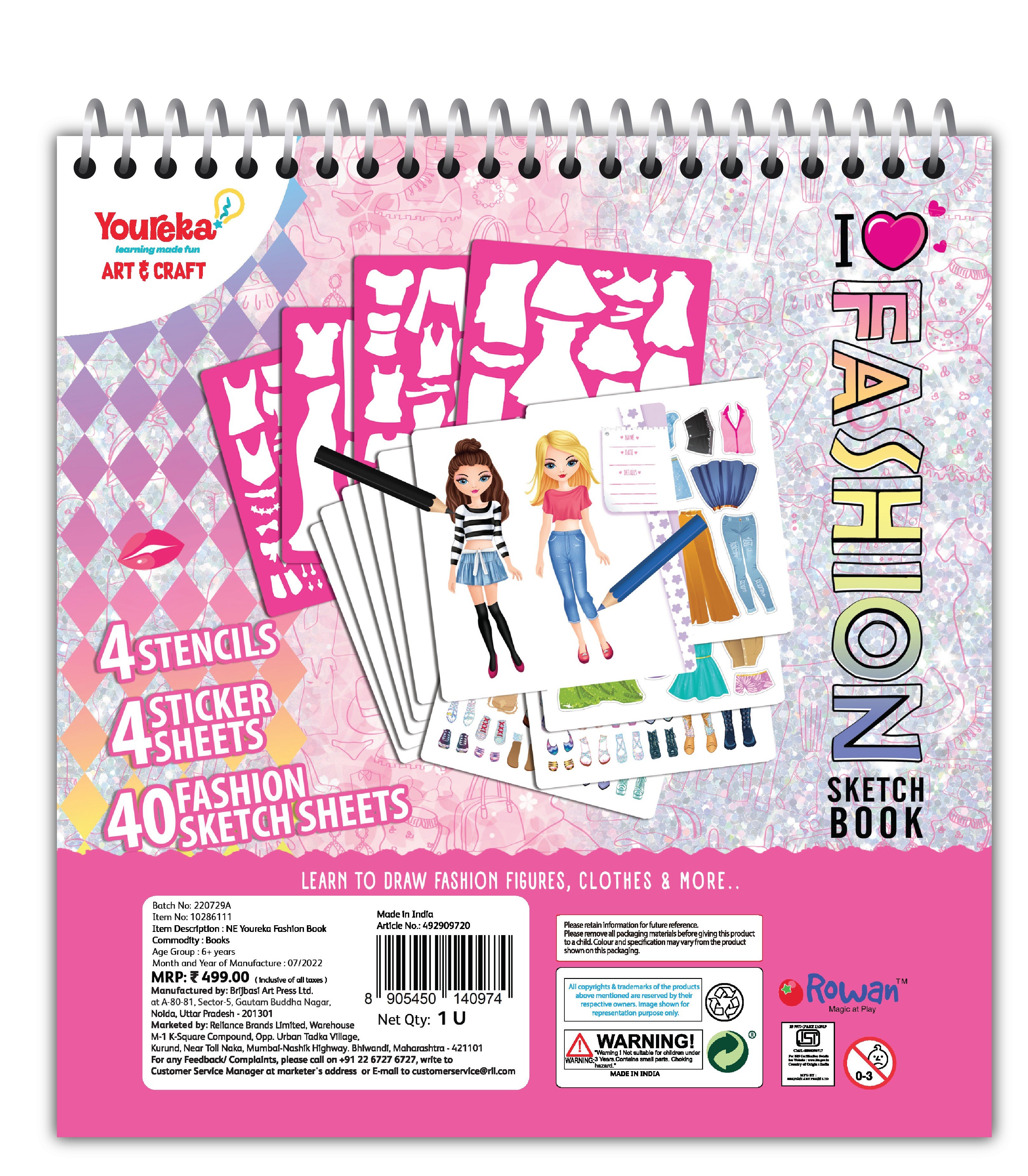 Youreka Fashion Book, 25 cm, Multicolour, 6Y+