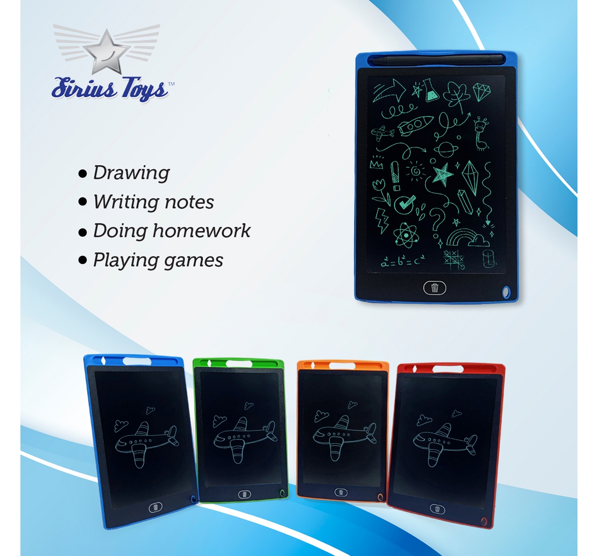 Sirius Toys | Sirius Toys LCD Tab 8.5cm Drawing Board for kids 4Y+, Blue 4