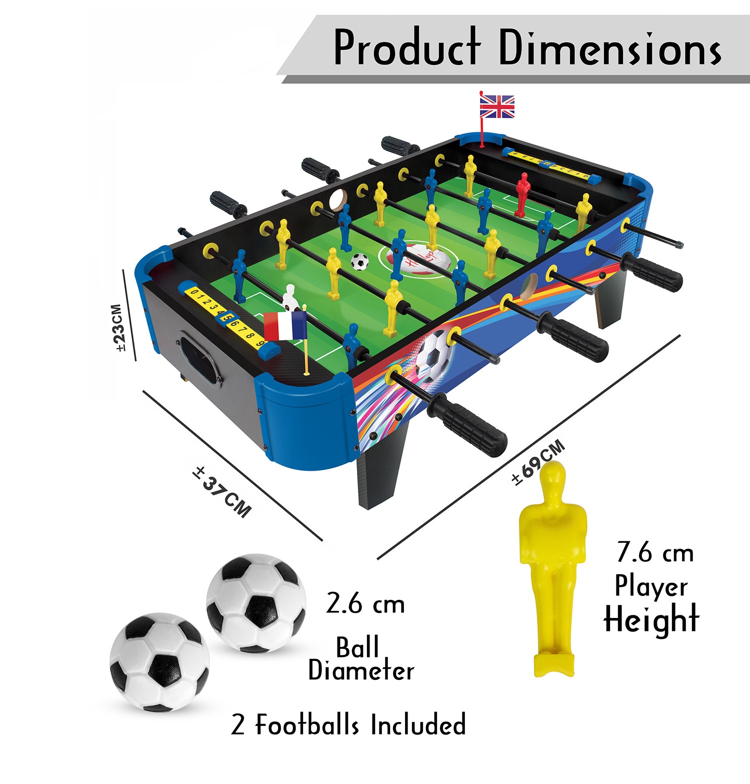 Hamleys Tabletop Football Table – Wooden Frame, Smooth Rods, Scoreboard, 6Y+