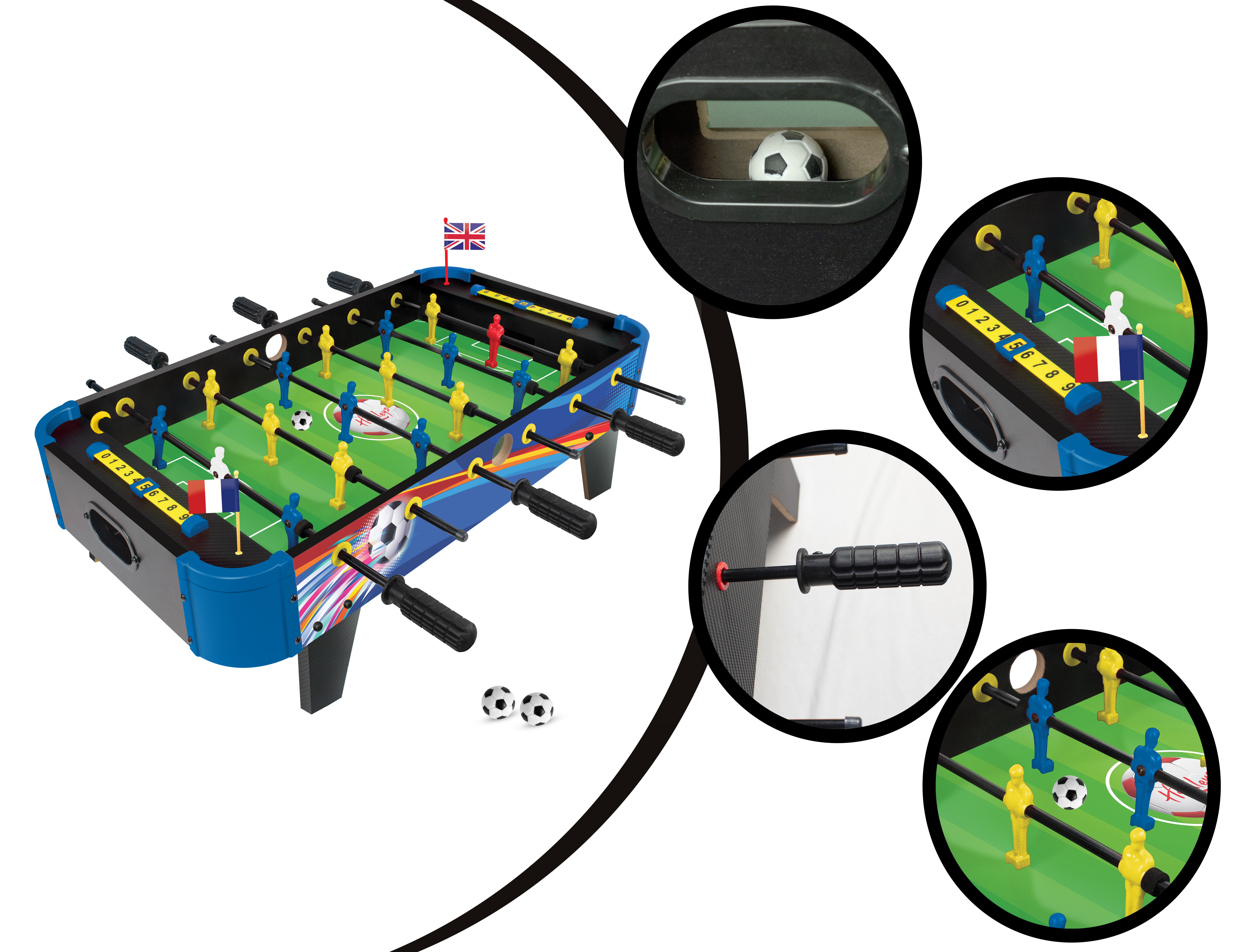 Hamleys Tabletop Football Table – Wooden Frame, Smooth Rods, Scoreboard, 6Y+