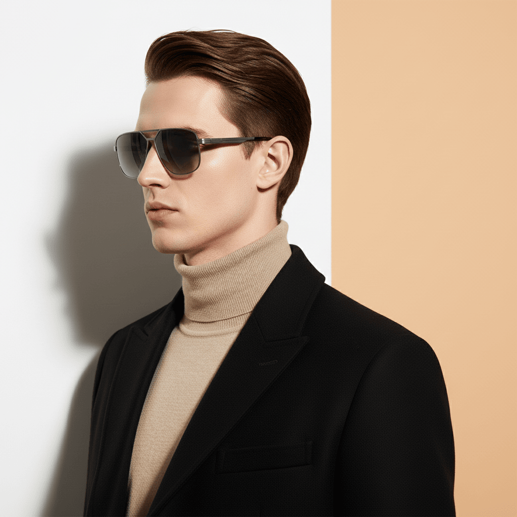 Metallic Square Sunglasses for Men