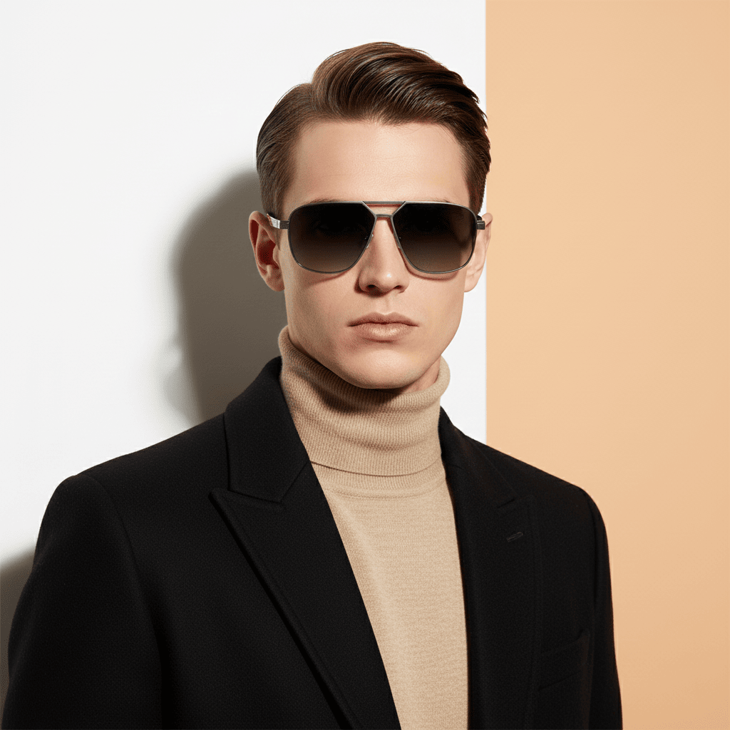 Metallic Square Sunglasses for Men