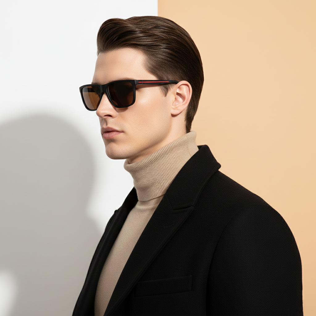 Black Rectangle Sunglasses for Men