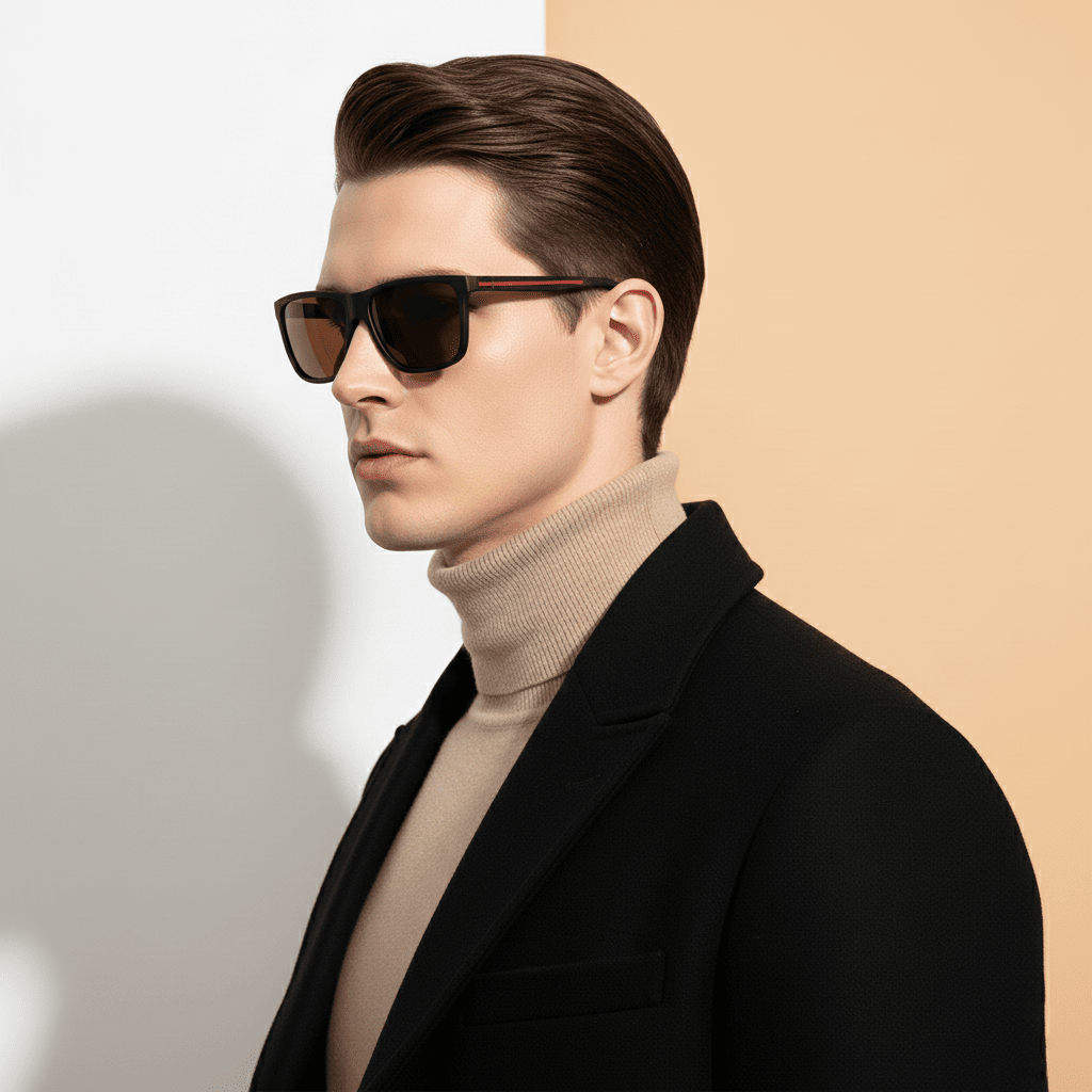 Black Rectangle Sunglasses for Men