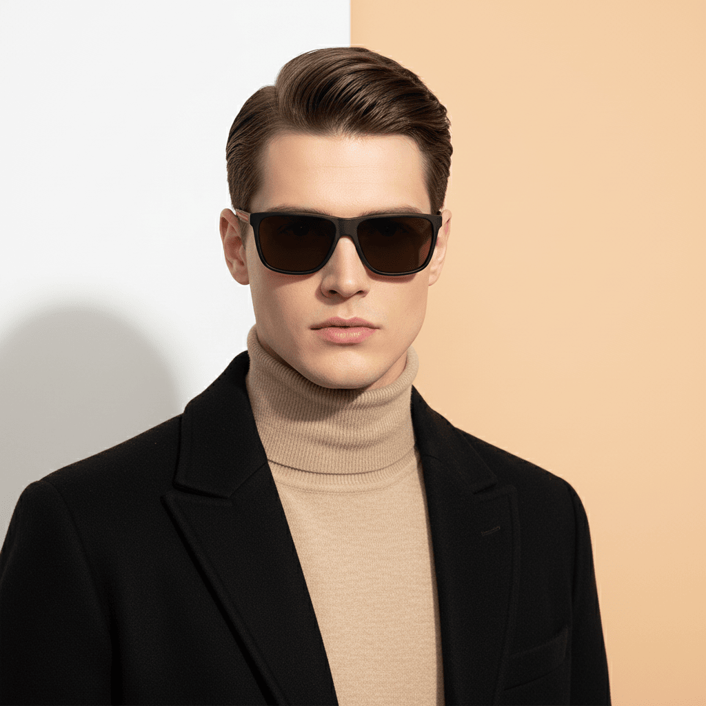 Black Rectangle Sunglasses for Men