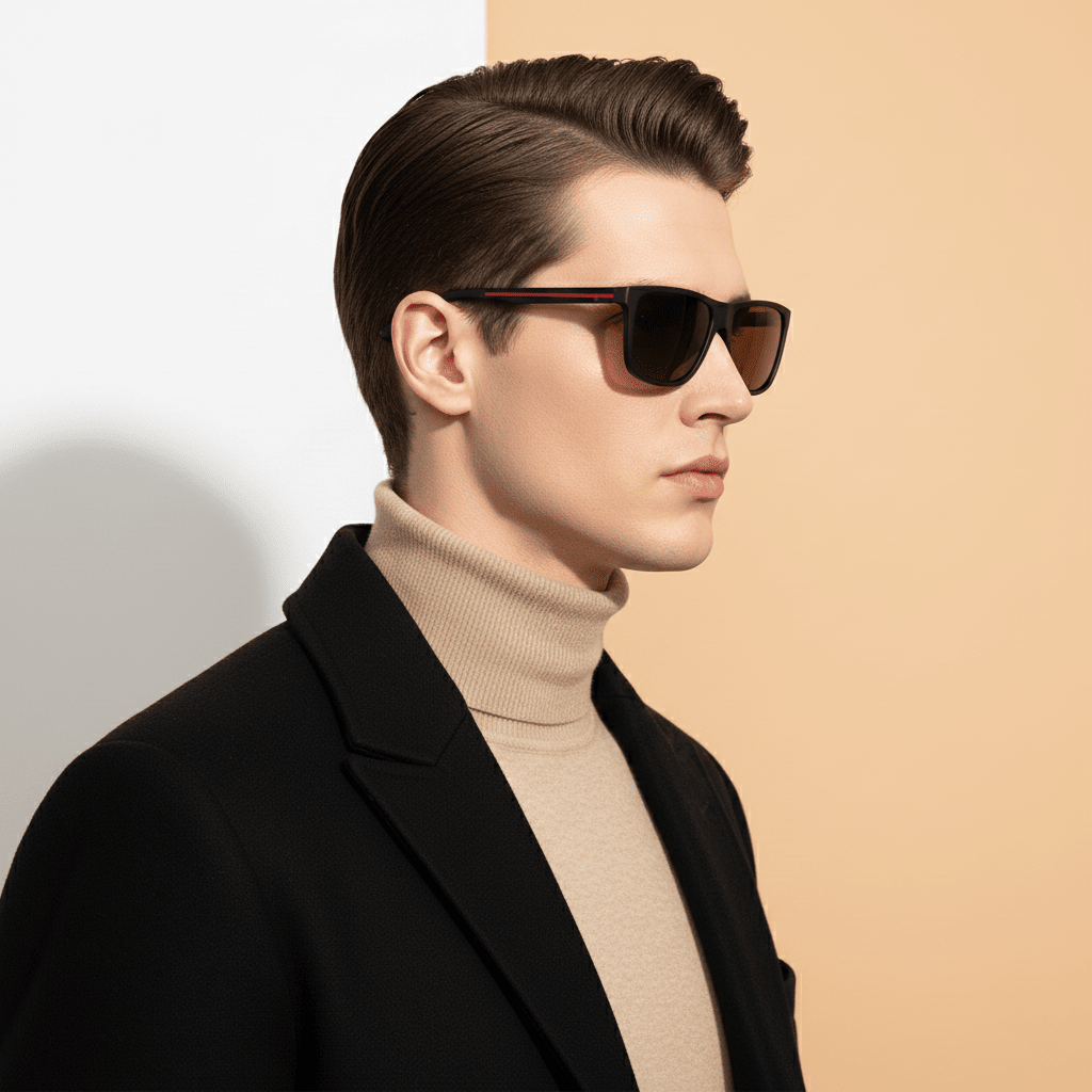 Black Rectangle Sunglasses for Men