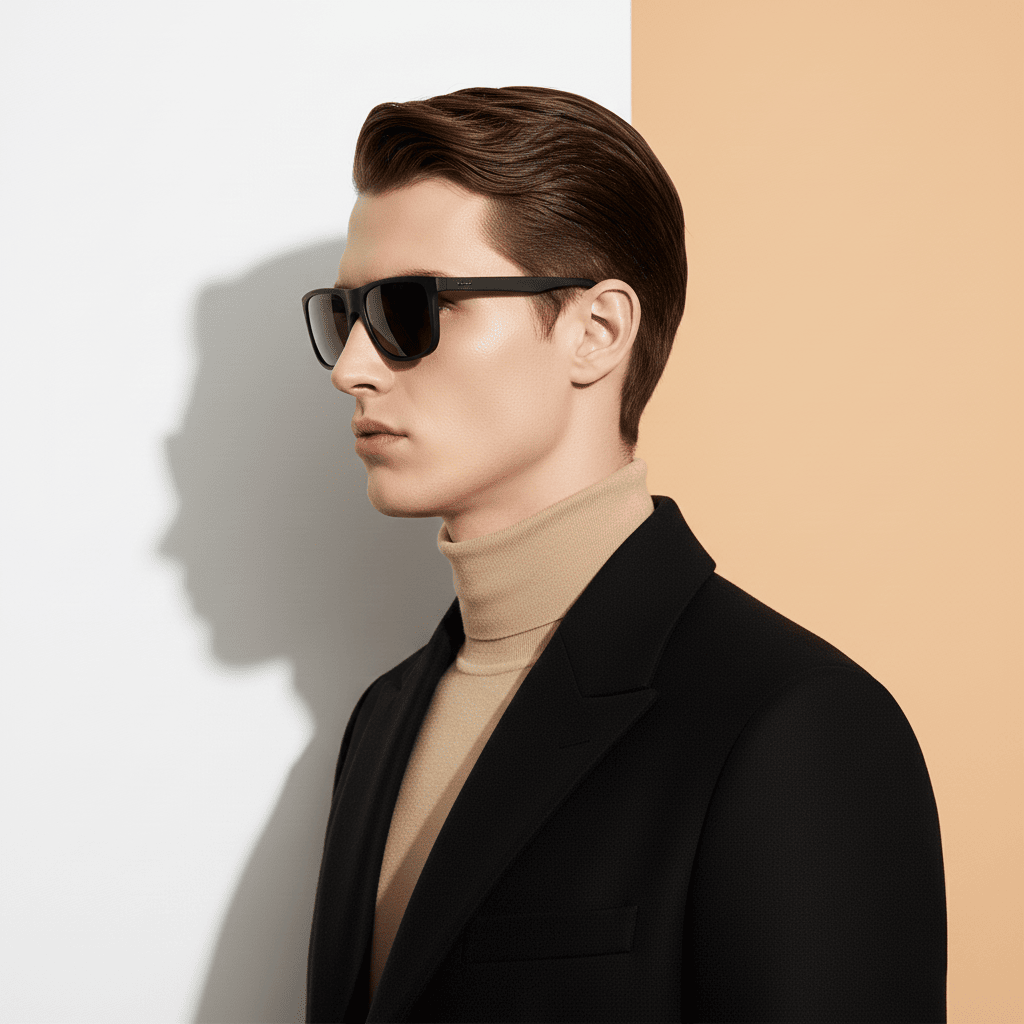 Black Rectangle Sunglasses for Men