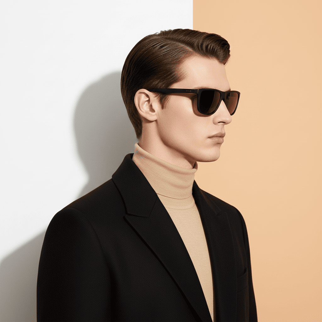 Black Rectangle Sunglasses for Men