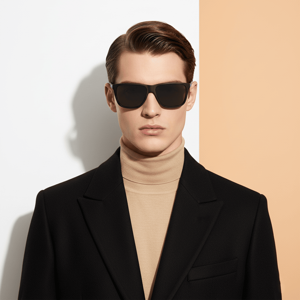 Black Rectangle Sunglasses for Men