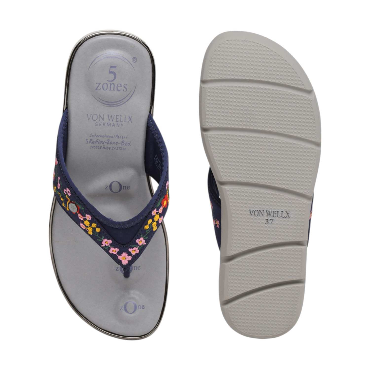 Blossom & Bliss Women Embroidered Floral Thong Sandals
