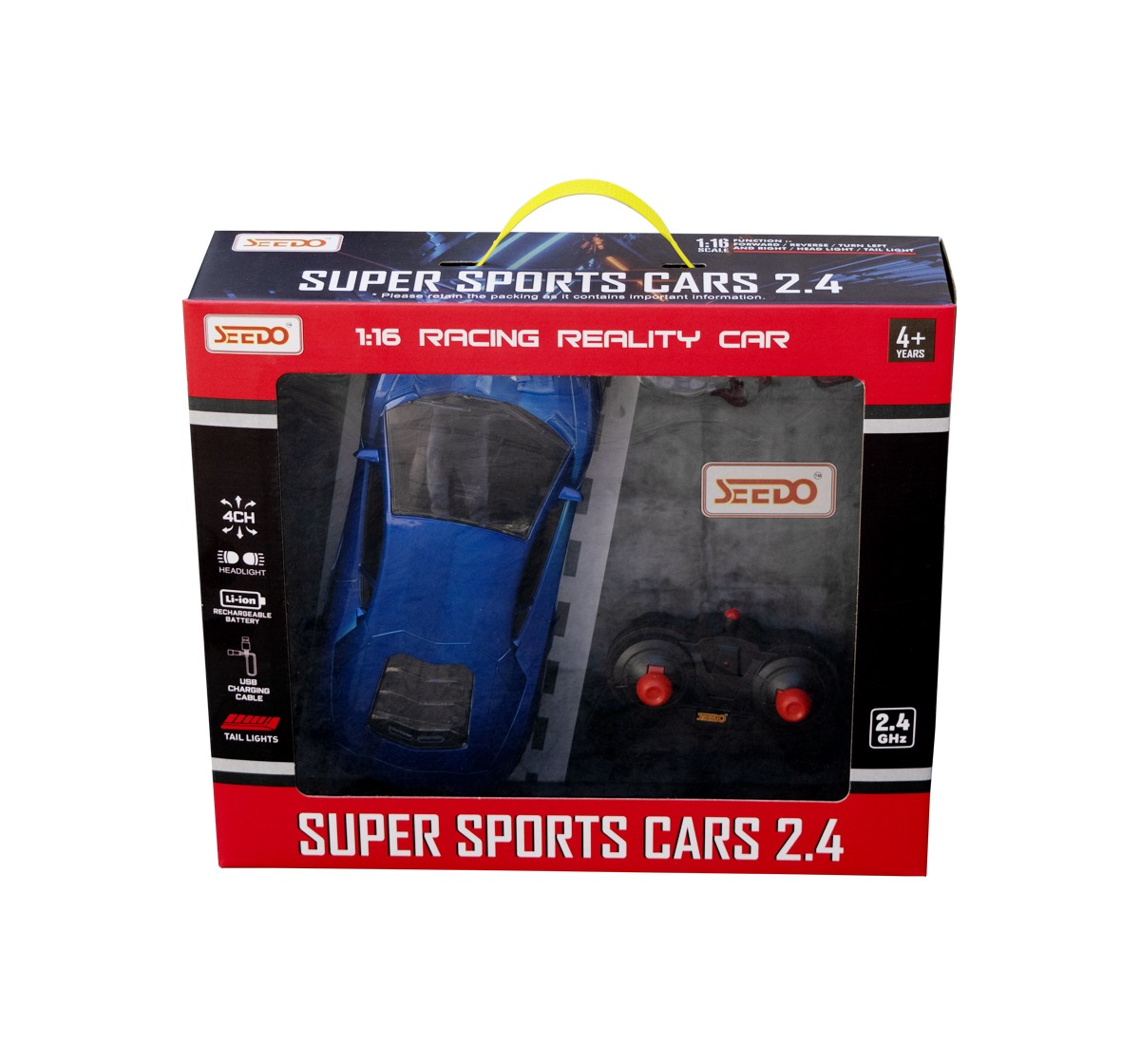 Seedo Electric Remote Controlled Luxurious Sports Racing Car For Kids of Age 4Y+, Blue, Blue