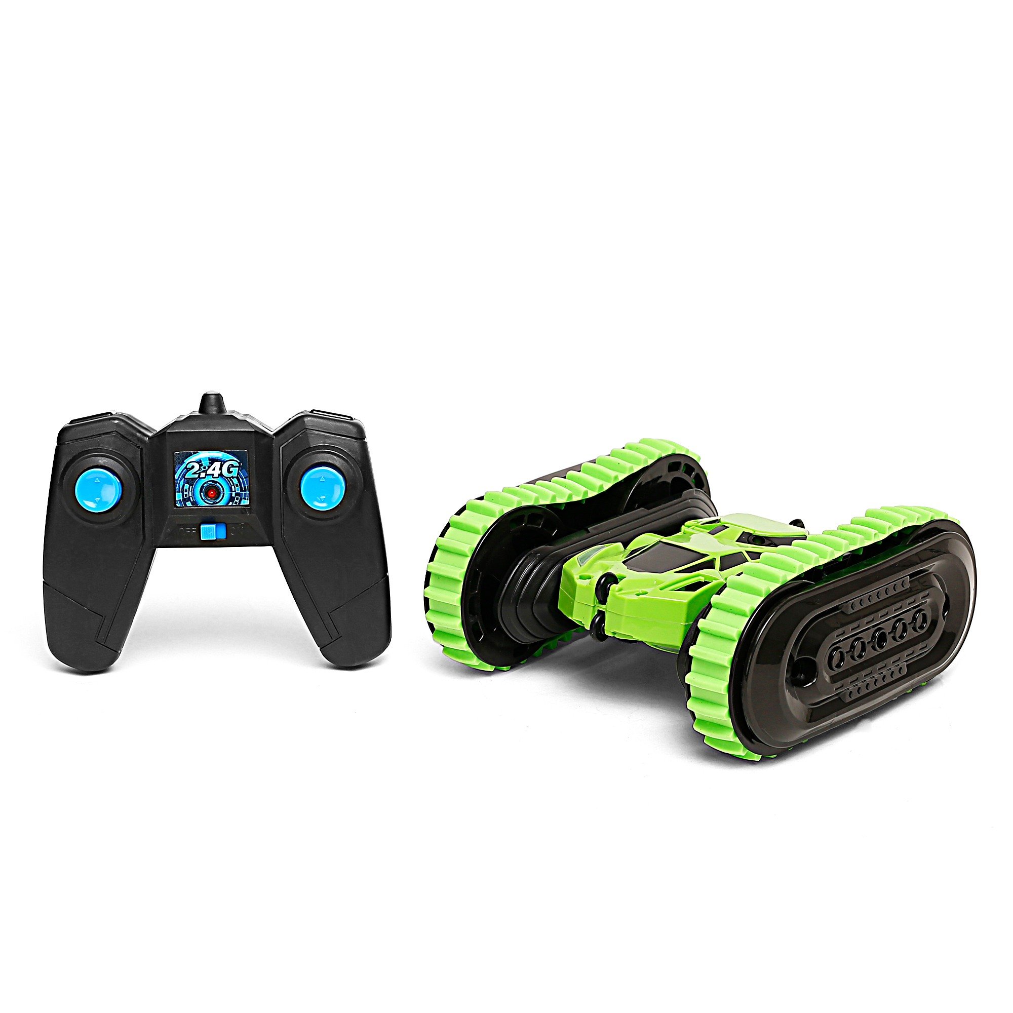 Ralleyz 2.4G 2 In1 Remote Control Stunt Car, Changeable Wheels With Charger, Green, 6Y+