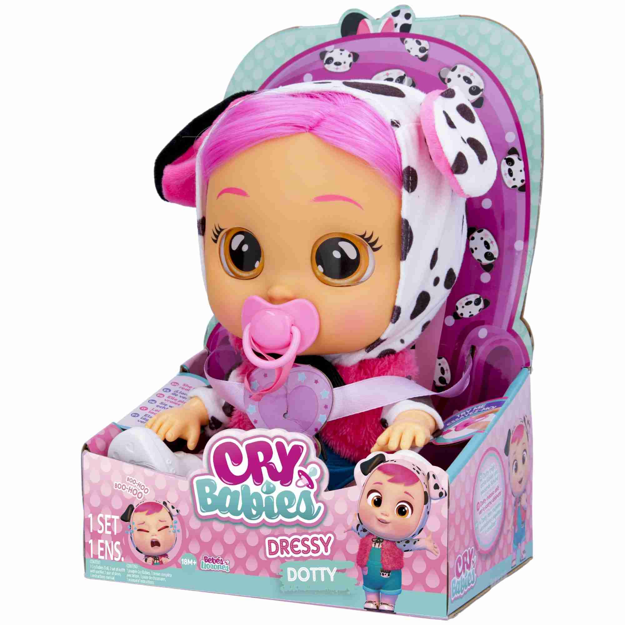 Cry Babies Dressy Dotty Dolls For Kids, 18M+