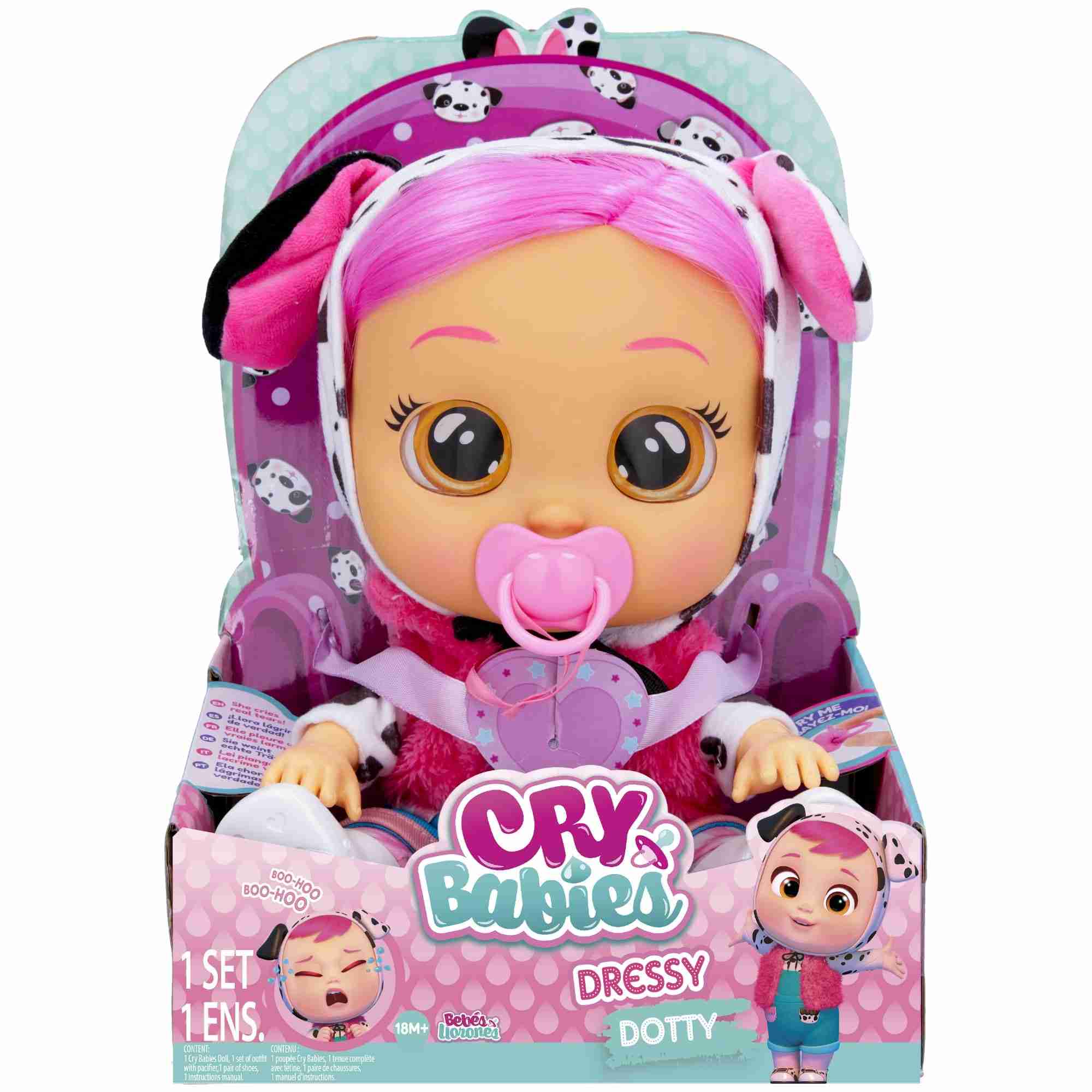 Cry Babies Dressy Dotty Dolls For Kids, 18M+
