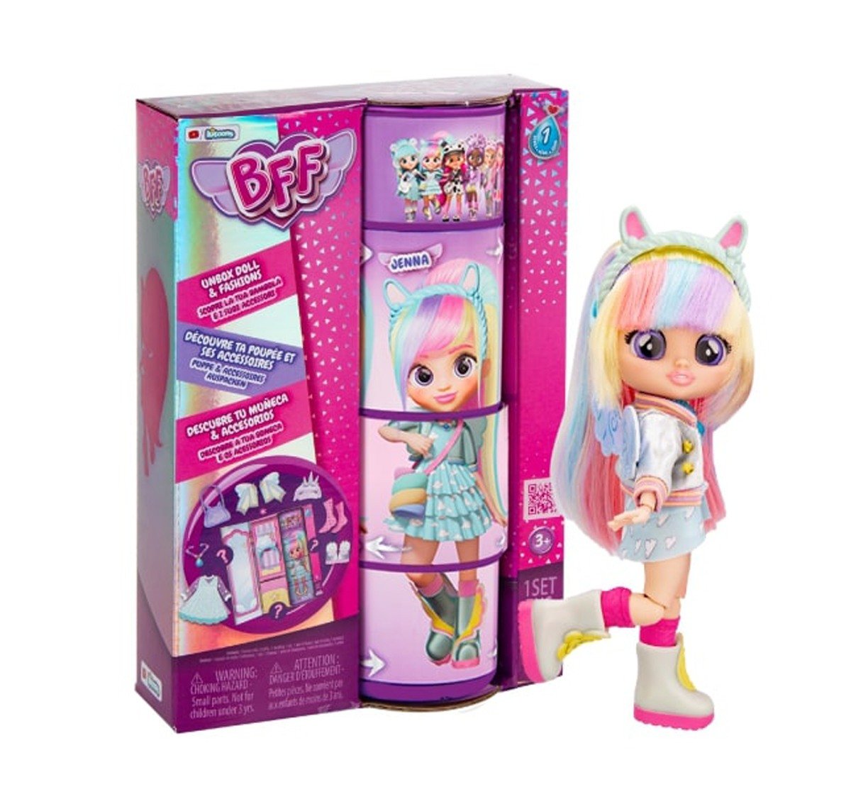 Best Friends Forever Series Fashion Play Doll Jenna with Long Hair & Glass Eyes, Dolls For Kids