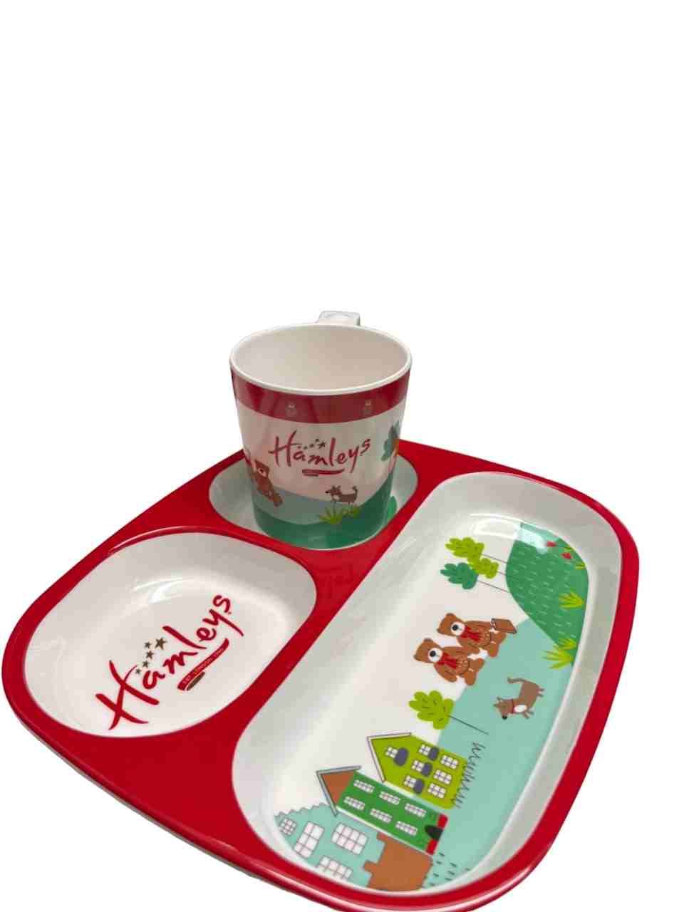 Hamleys Kids Melamine Dinner Set London, 5 Pc, Red & Green, 1Y+