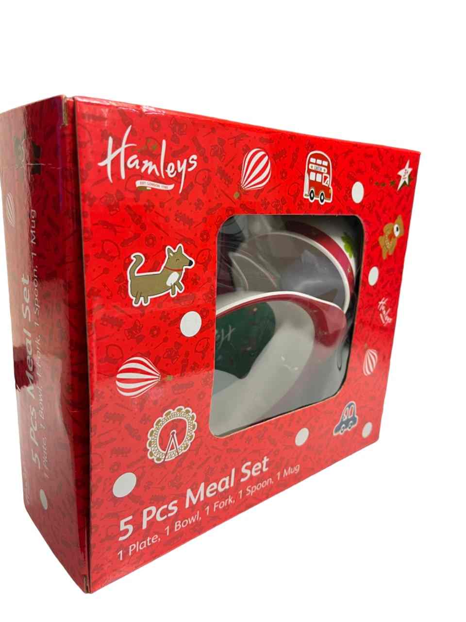 Hamleys Kids Melamine Dinner Set London, 5 Pc, Red & Green, 1Y+